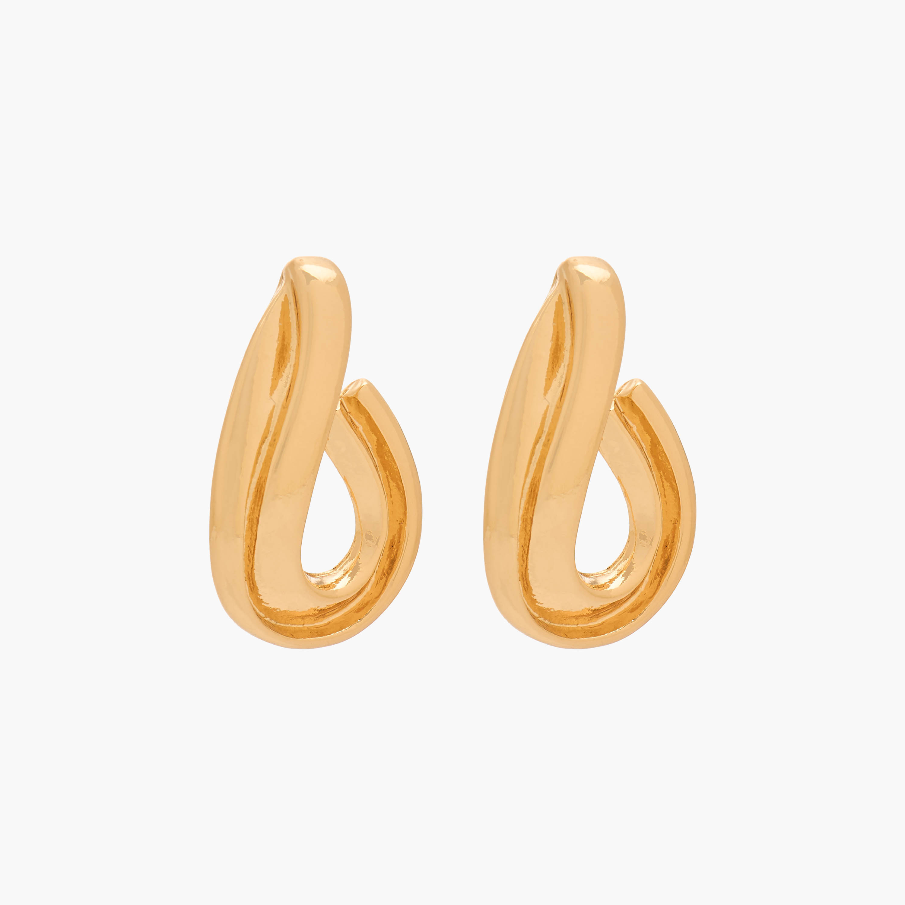 أقراط ملتوية بلون ذهبي ومكبس إغلاق خلفي-women-watchesandjewellery-jewellery-earrings-image-2