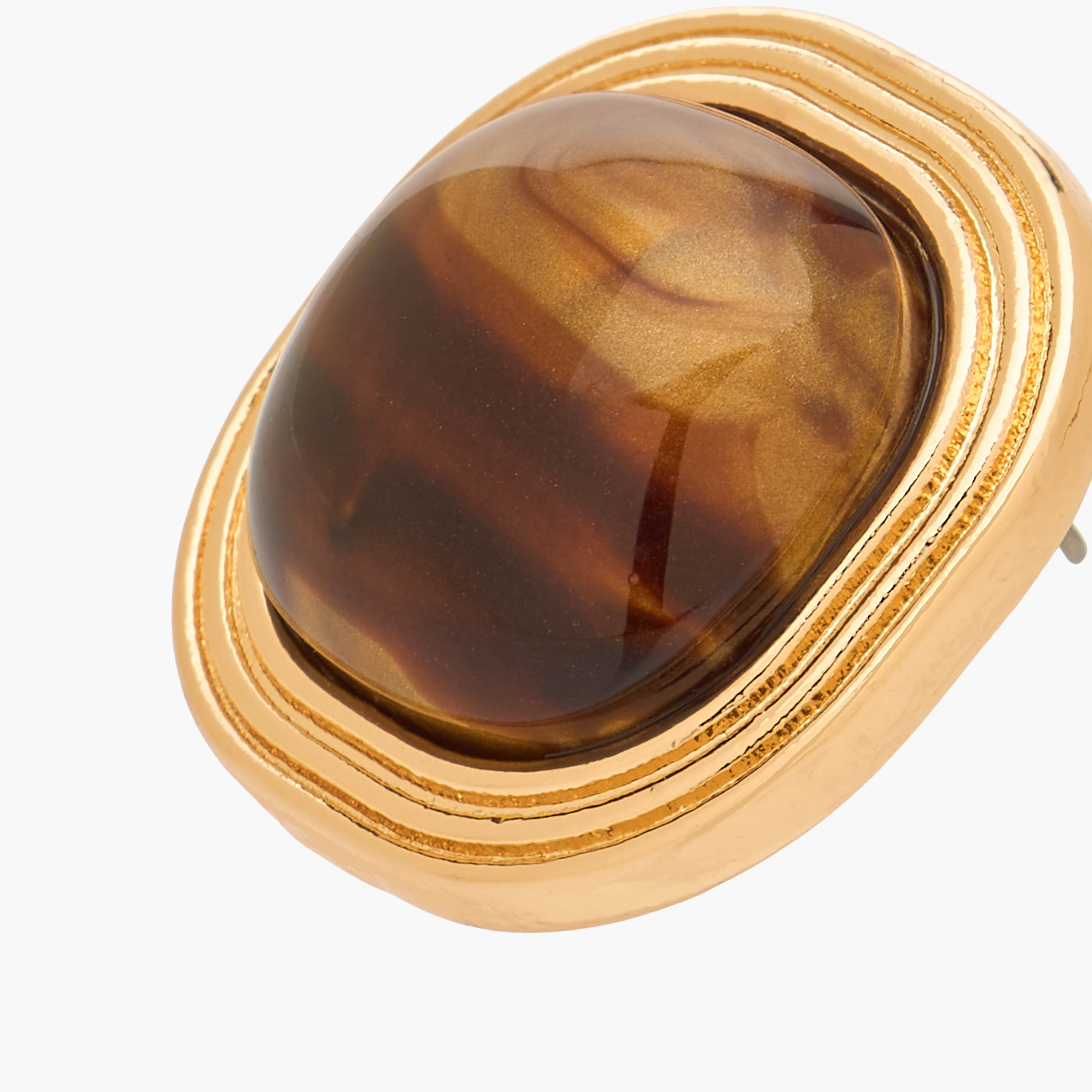 Gold Tone Ribbed Stud Earrings with Pushback Closure-women-watchesandjewellery-jewellery-earrings-image-3