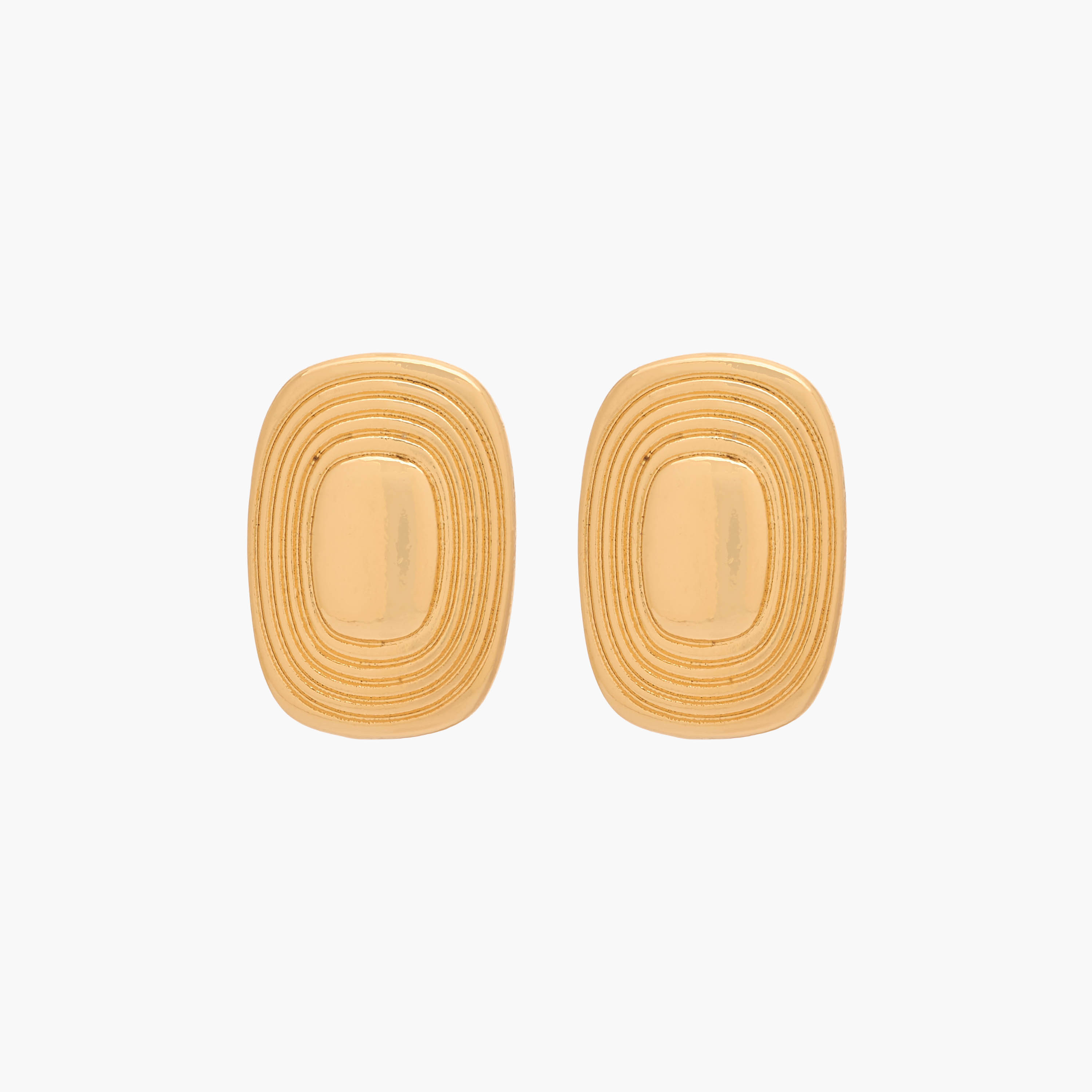 Gold Tone Ribbed Stud Earrings with Pushback Closure-women-watchesandjewellery-jewellery-earrings-image-1