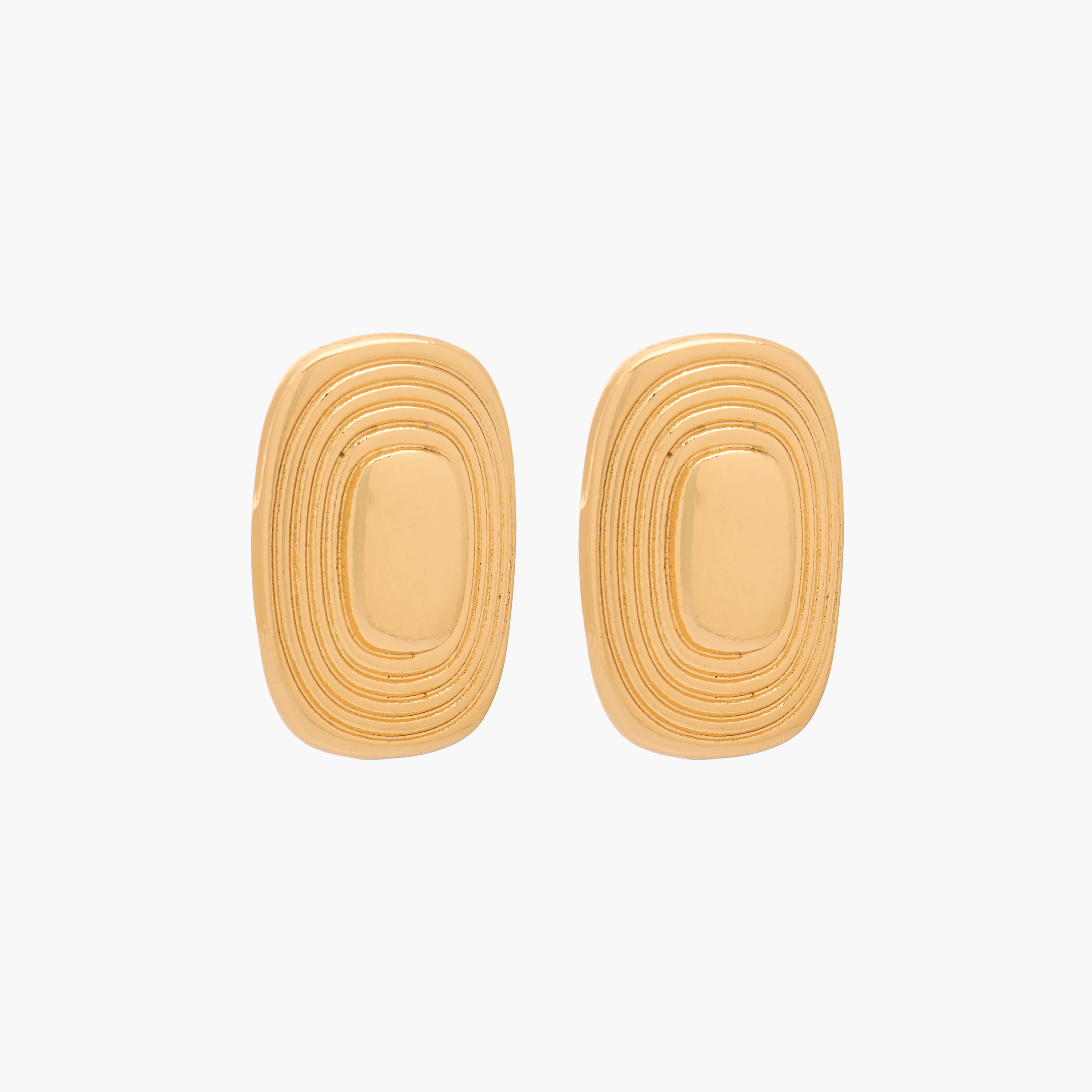 Gold Tone Ribbed Stud Earrings with Pushback Closure-women-watchesandjewellery-jewellery-earrings-image-2