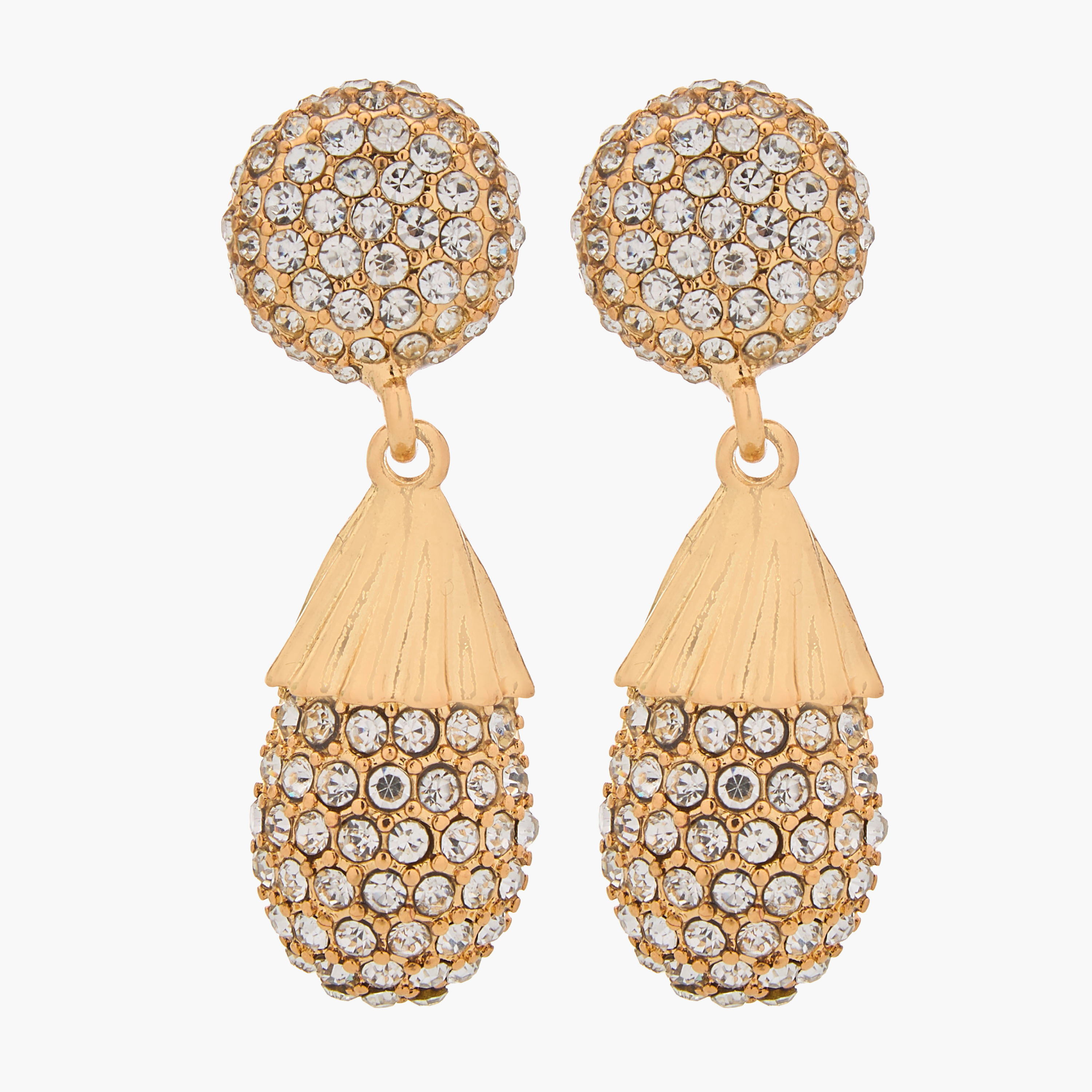 حلقان متدلية مزينة باللون الذهبي مع مكبس إغلاق خلفي-women-watchesandjewellery-jewellery-earrings-image-1
