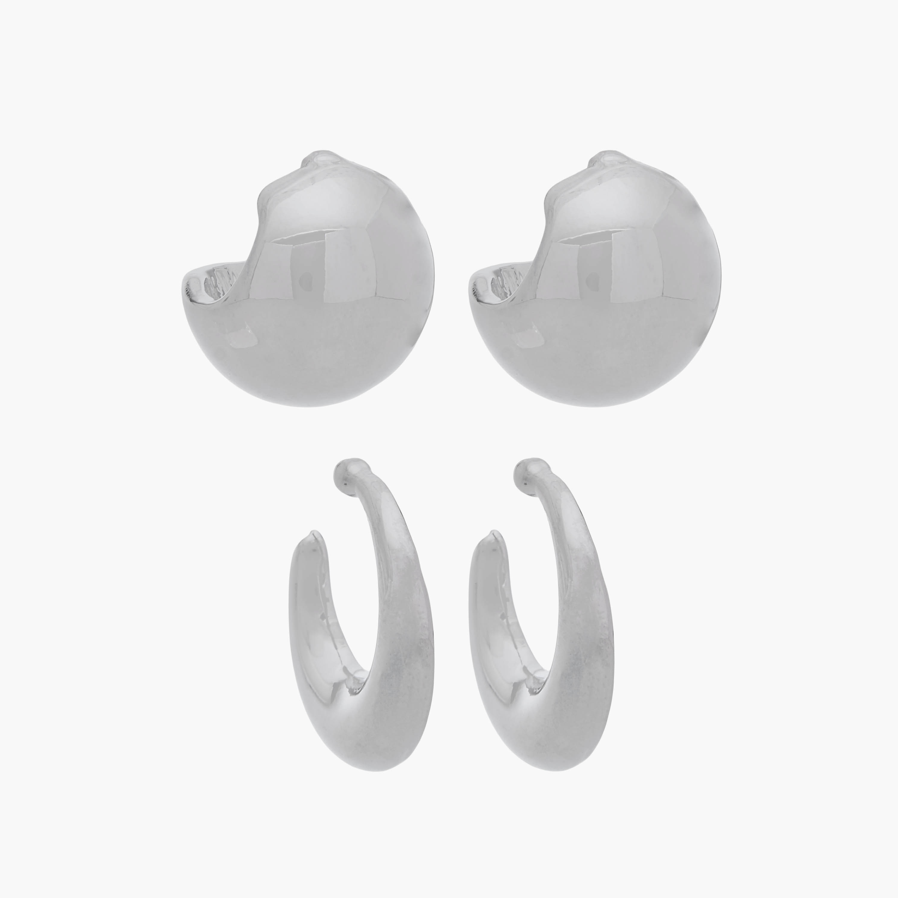 Pack of 2 Silver Tone Assorted Earrings with Pushback Closure-women-watchesandjewellery-jewellery-earrings-image-1