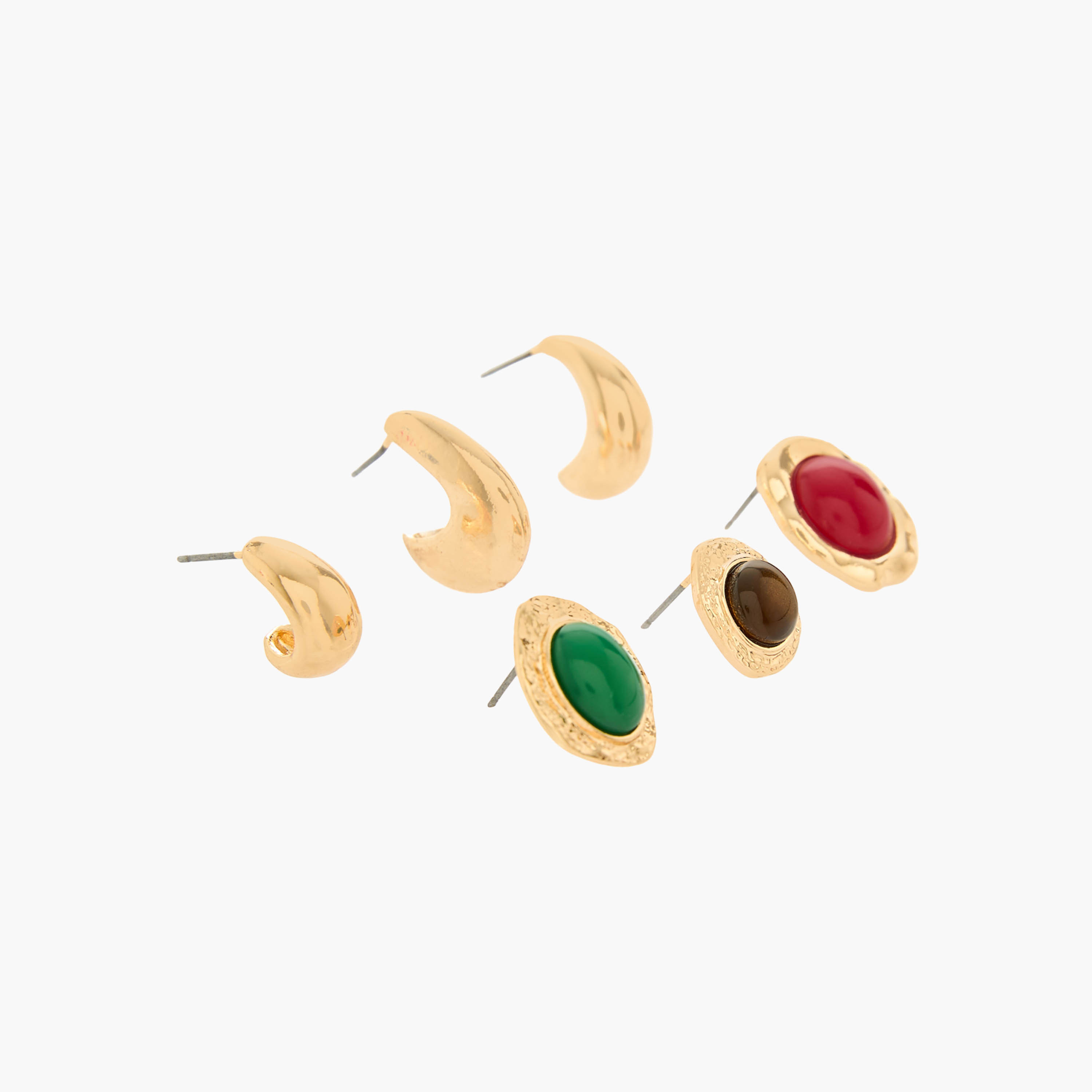 Pack of 6 Gold Tone Stud and Hoop Earrings with Pushback Closure-women-watchesandjewellery-jewellery-earrings-image-2