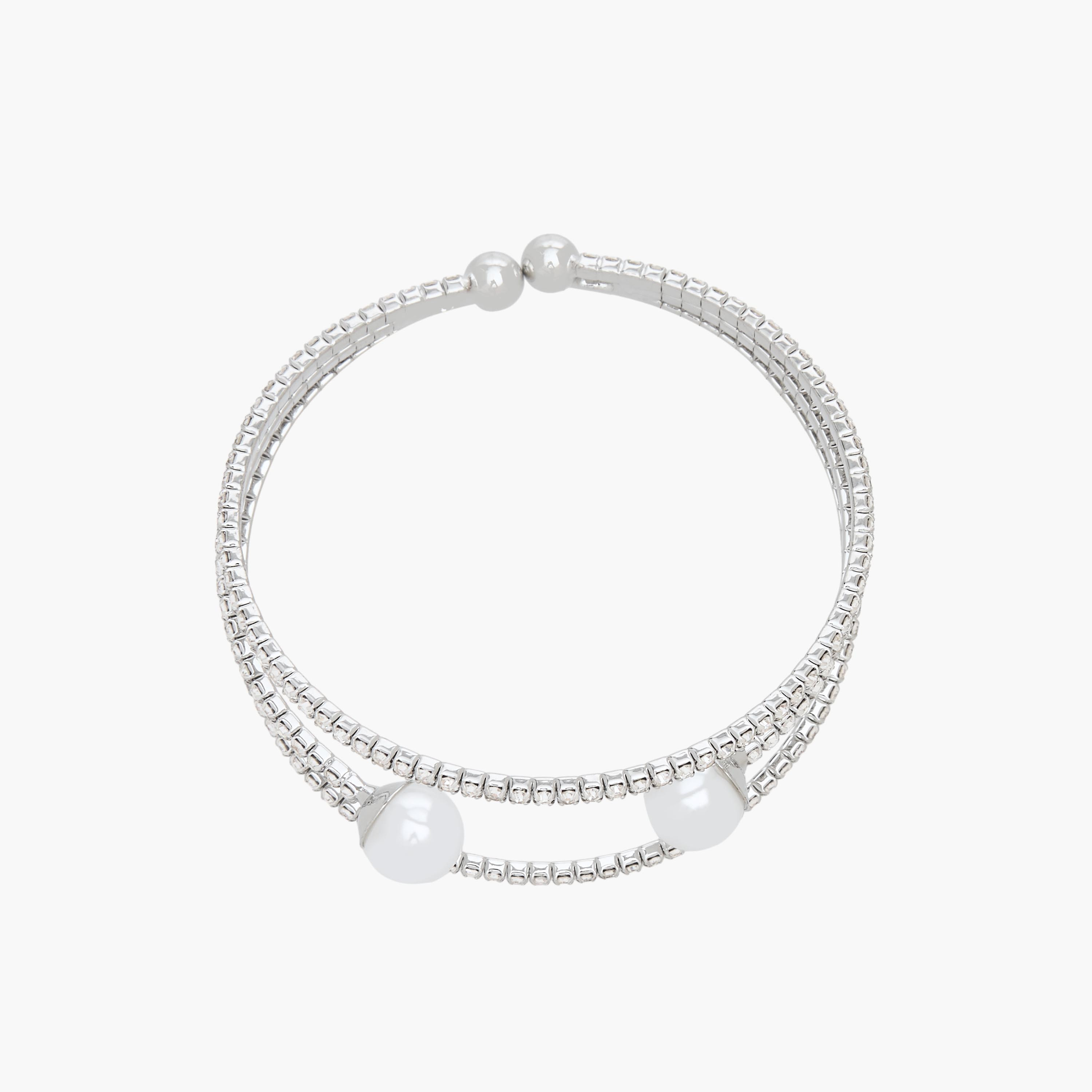 Gloo Silver Tone Embellished Cuff Bracelet-women-watchesandjewellery-jewellery-banglesandbracelets-image-1