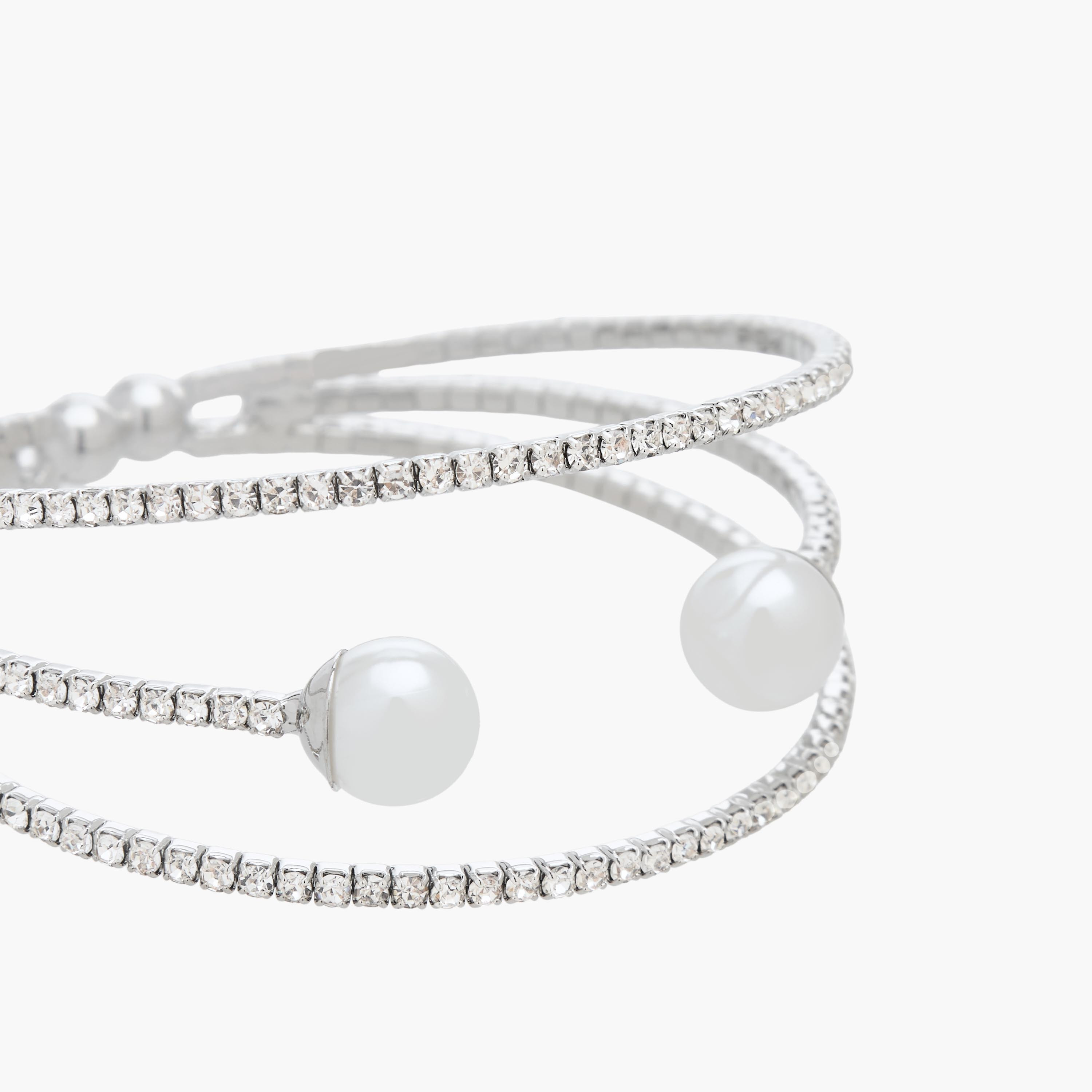 Gloo Silver Tone Embellished Cuff Bracelet-women-watchesandjewellery-jewellery-banglesandbracelets-image-3