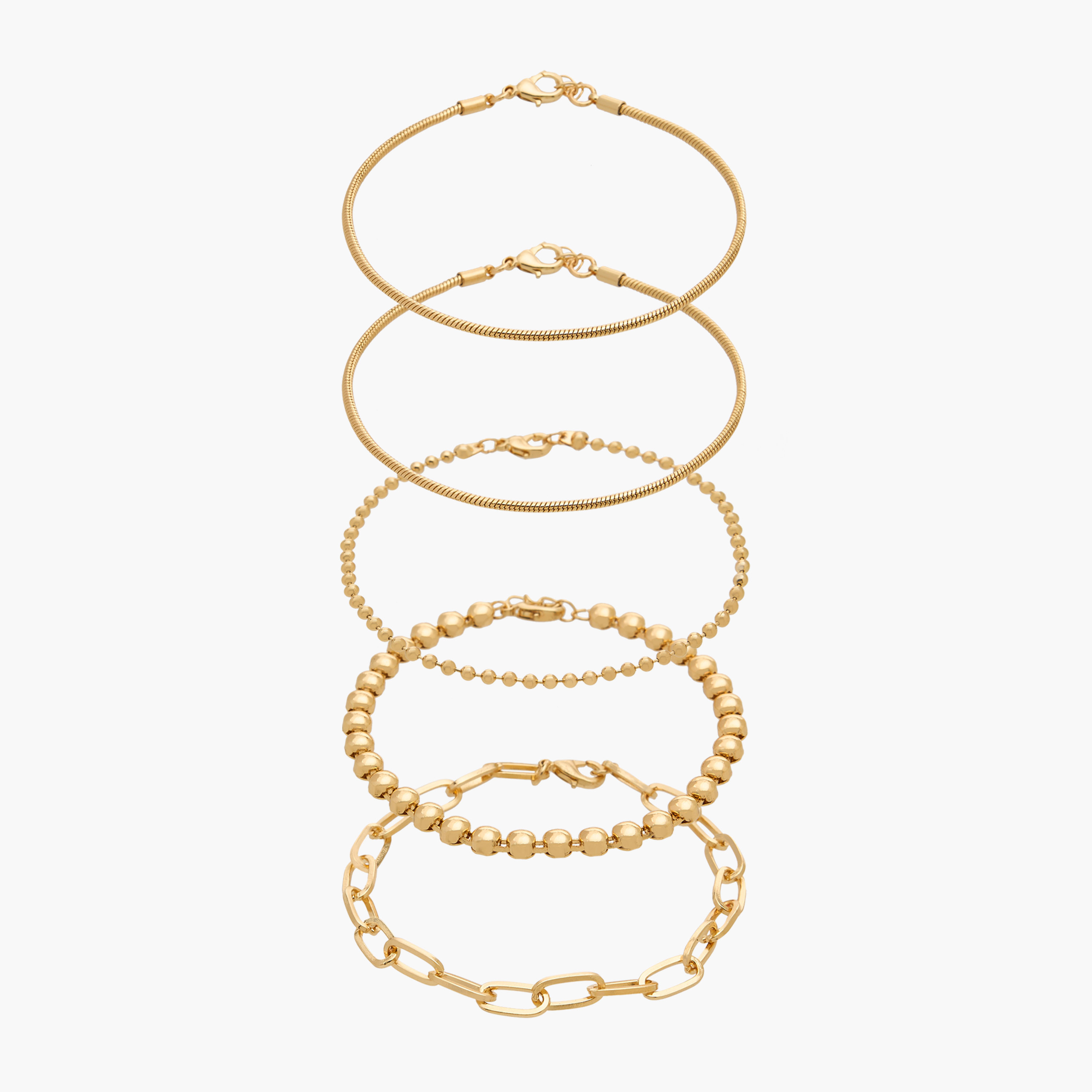 Gloo Pack of 5 Gold Tone Assorted Bracelet-women-watchesandjewellery-jewellery-banglesandbracelets-image-1