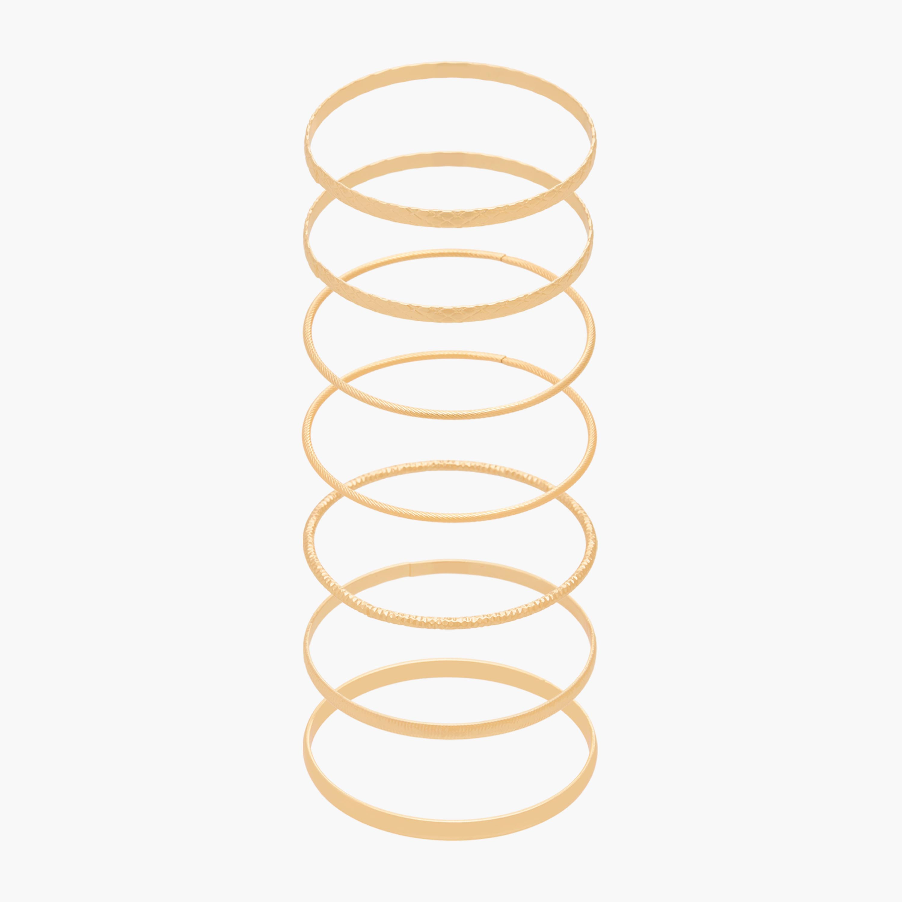 Gloo Pack of 7 Gold Tone Assorted Bangles-women-watchesandjewellery-jewellery-banglesandbracelets-image-1