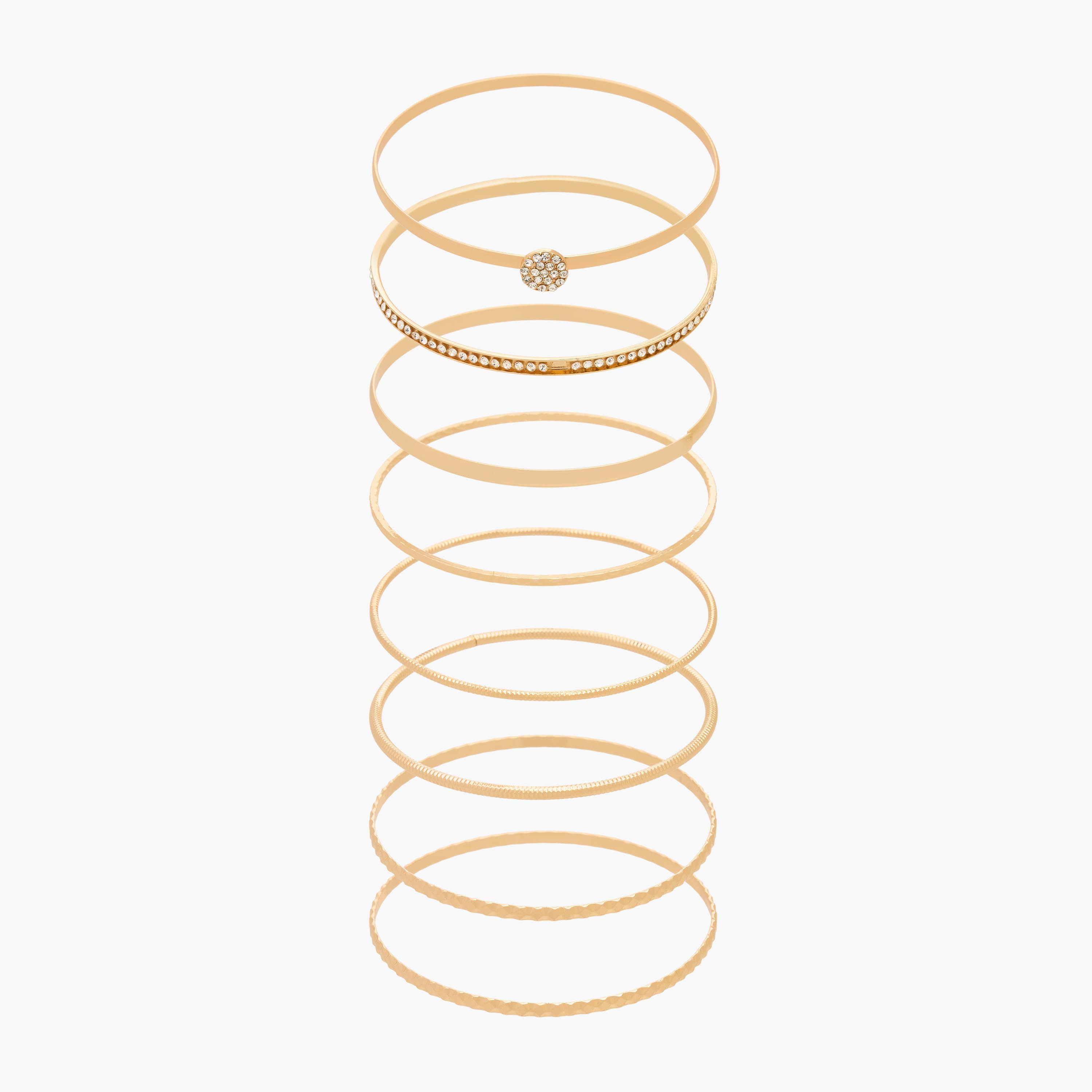 Gloo Pack of 8 Gold Tone Assorted Bangle-women-watchesandjewellery-jewellery-banglesandbracelets-image-1