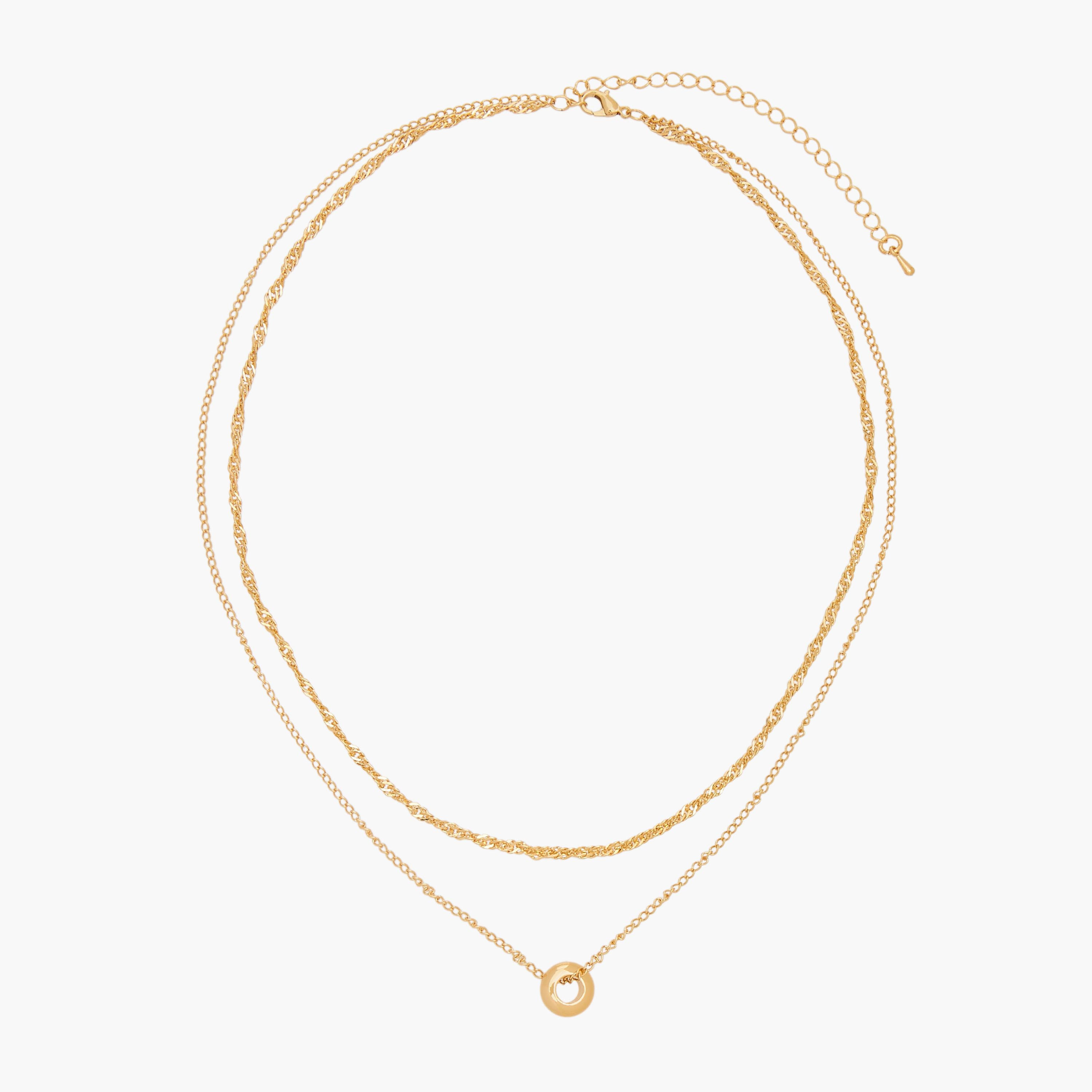 Gloo Gold Tone Layered Necklace with Loop Pendant-women-watchesandjewellery-jewellery-necklacesandpendants-image-1