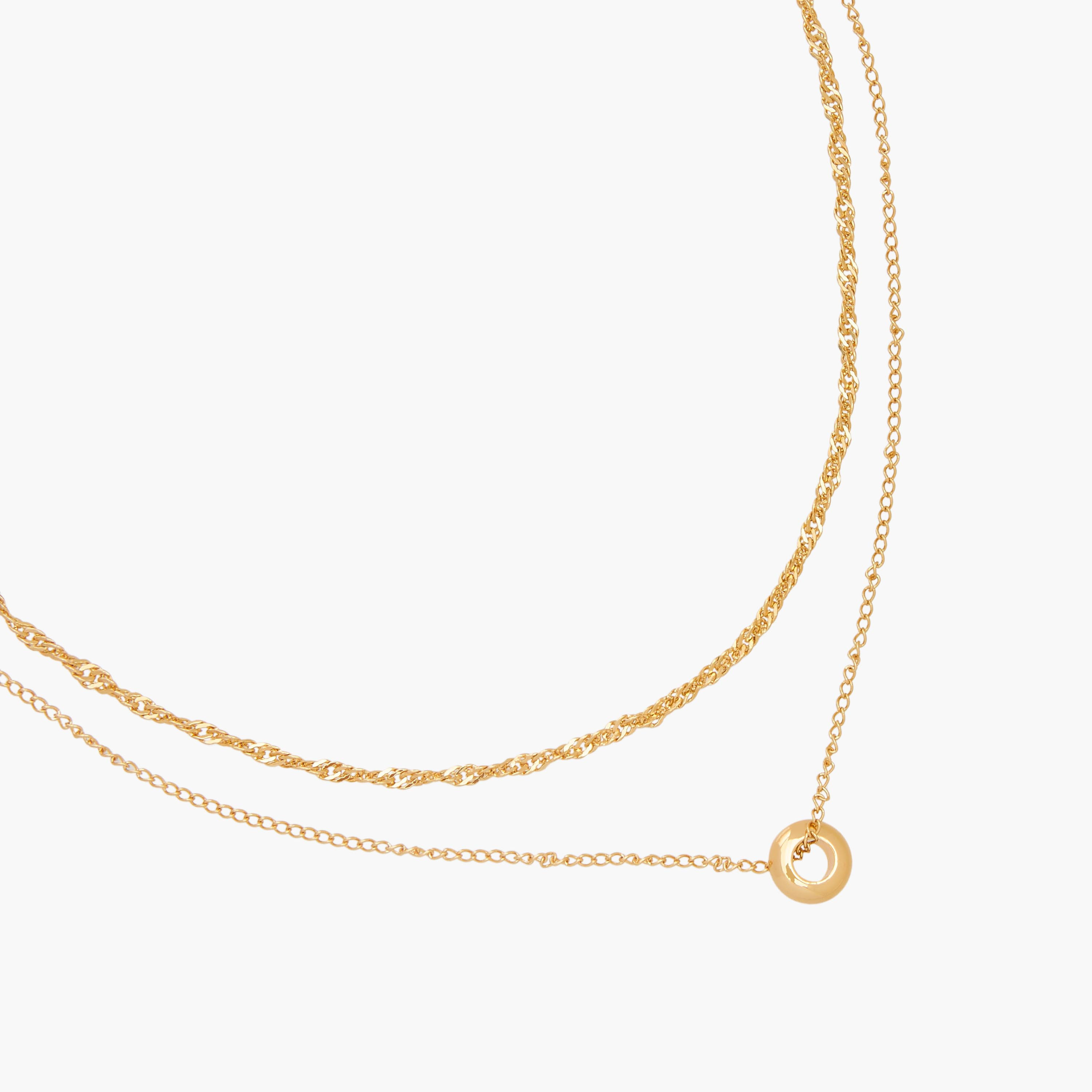 Gloo Gold Tone Layered Necklace with Loop Pendant-women-watchesandjewellery-jewellery-necklacesandpendants-image-2