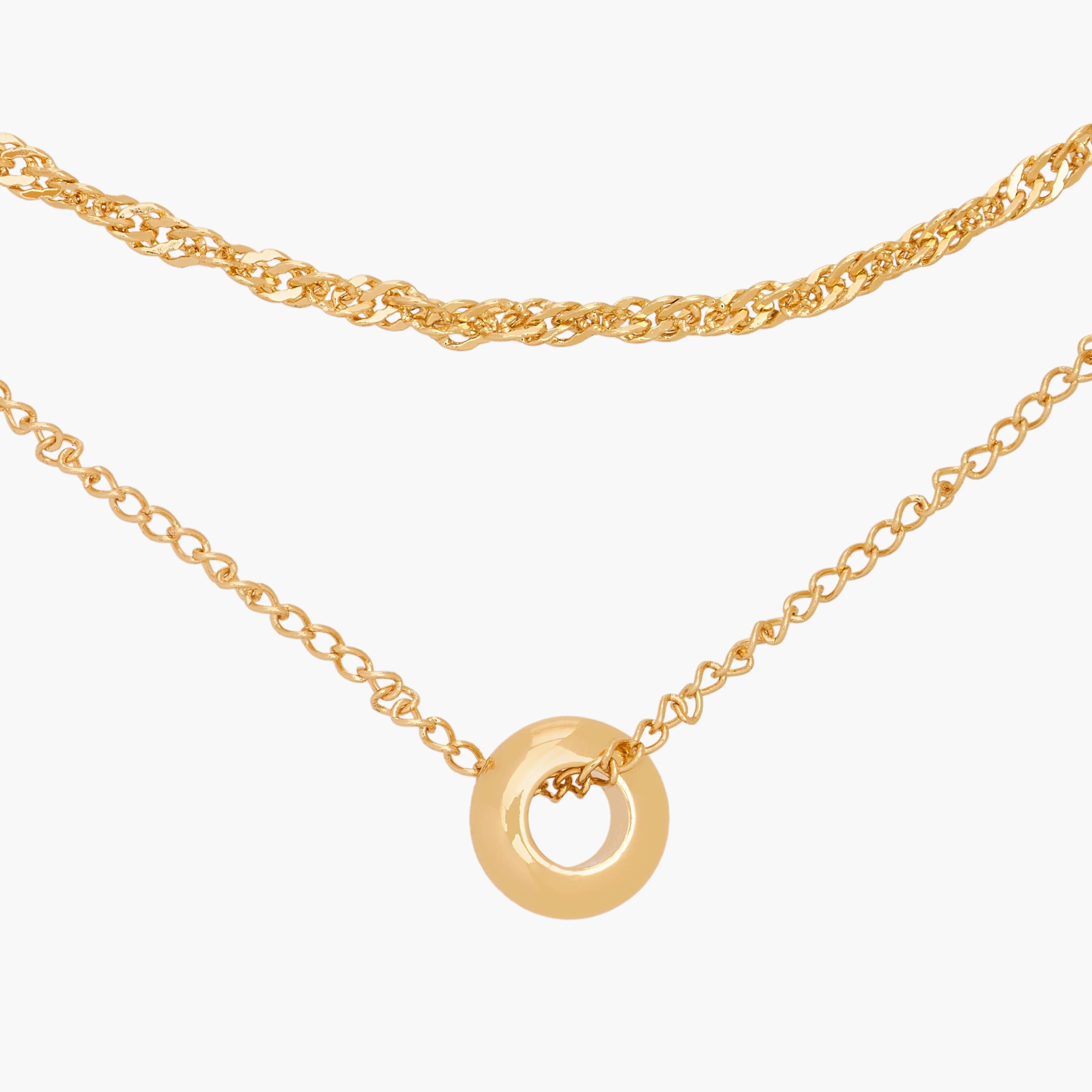 Gloo Gold Tone Layered Necklace with Loop Pendant-women-watchesandjewellery-jewellery-necklacesandpendants-image-3
