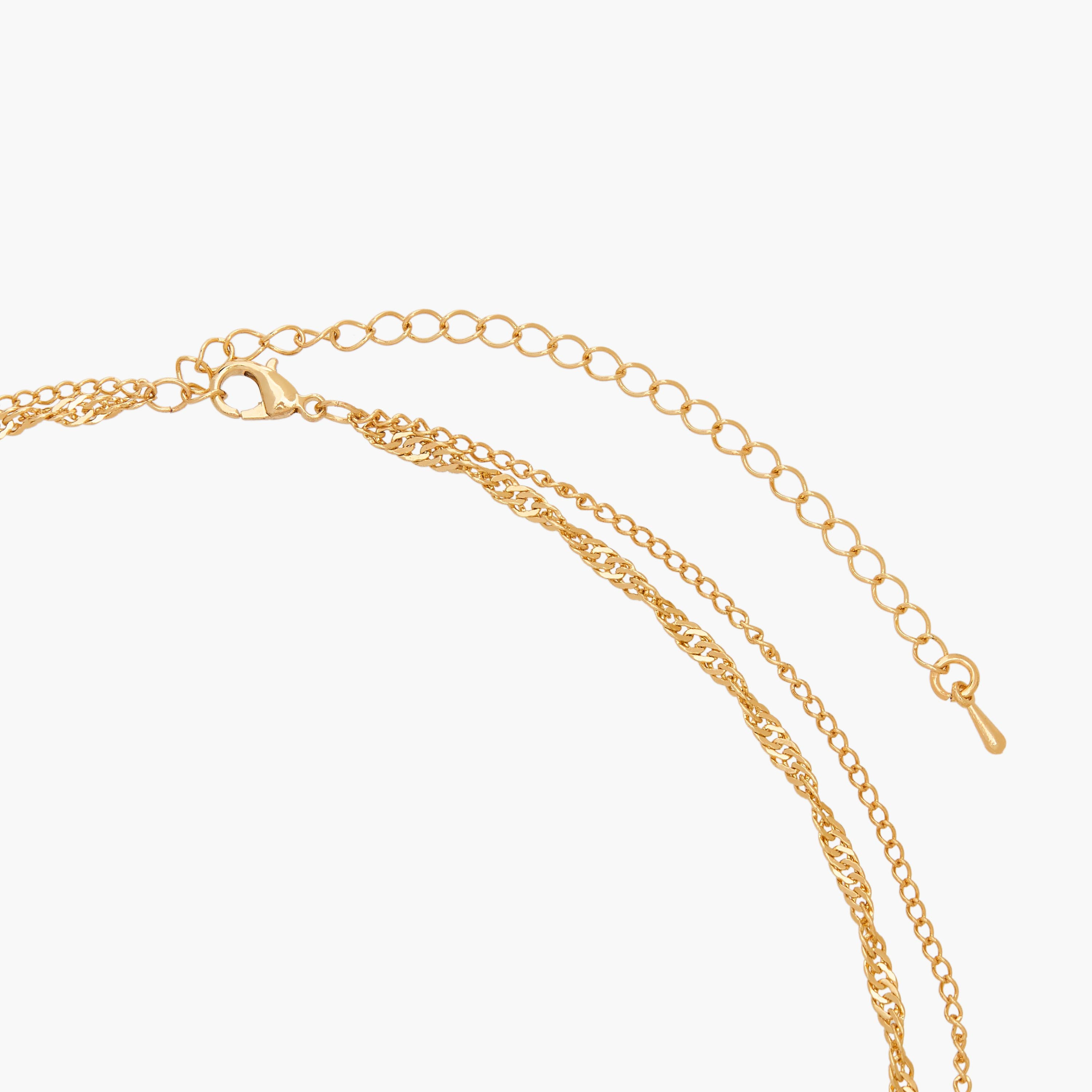 Gloo Gold Tone Layered Necklace with Loop Pendant-women-watchesandjewellery-jewellery-necklacesandpendants-image-4