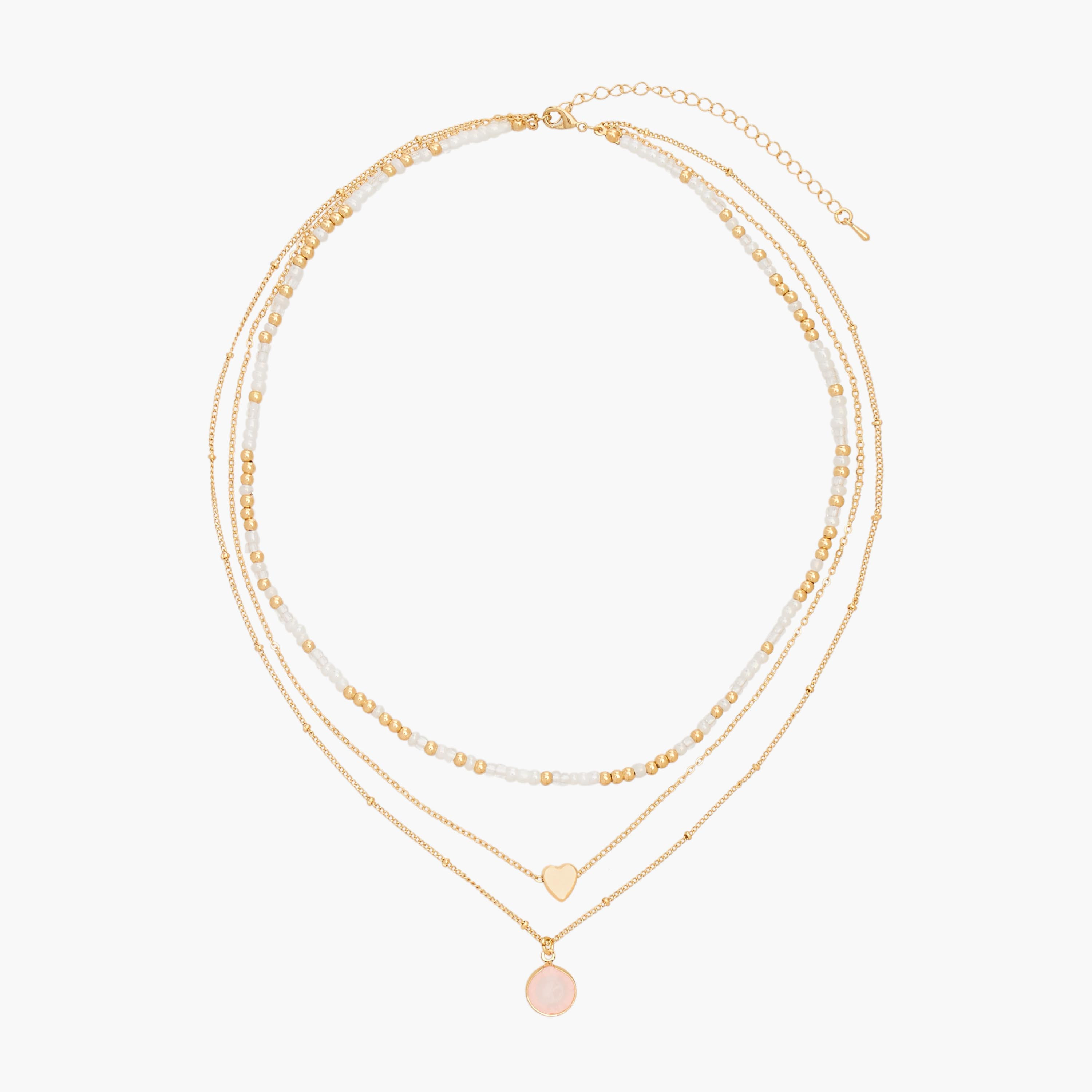 Gloo Gold Tone Layered Necklace with Heart Charm-women-watchesandjewellery-jewellery-necklacesandpendants-image-1