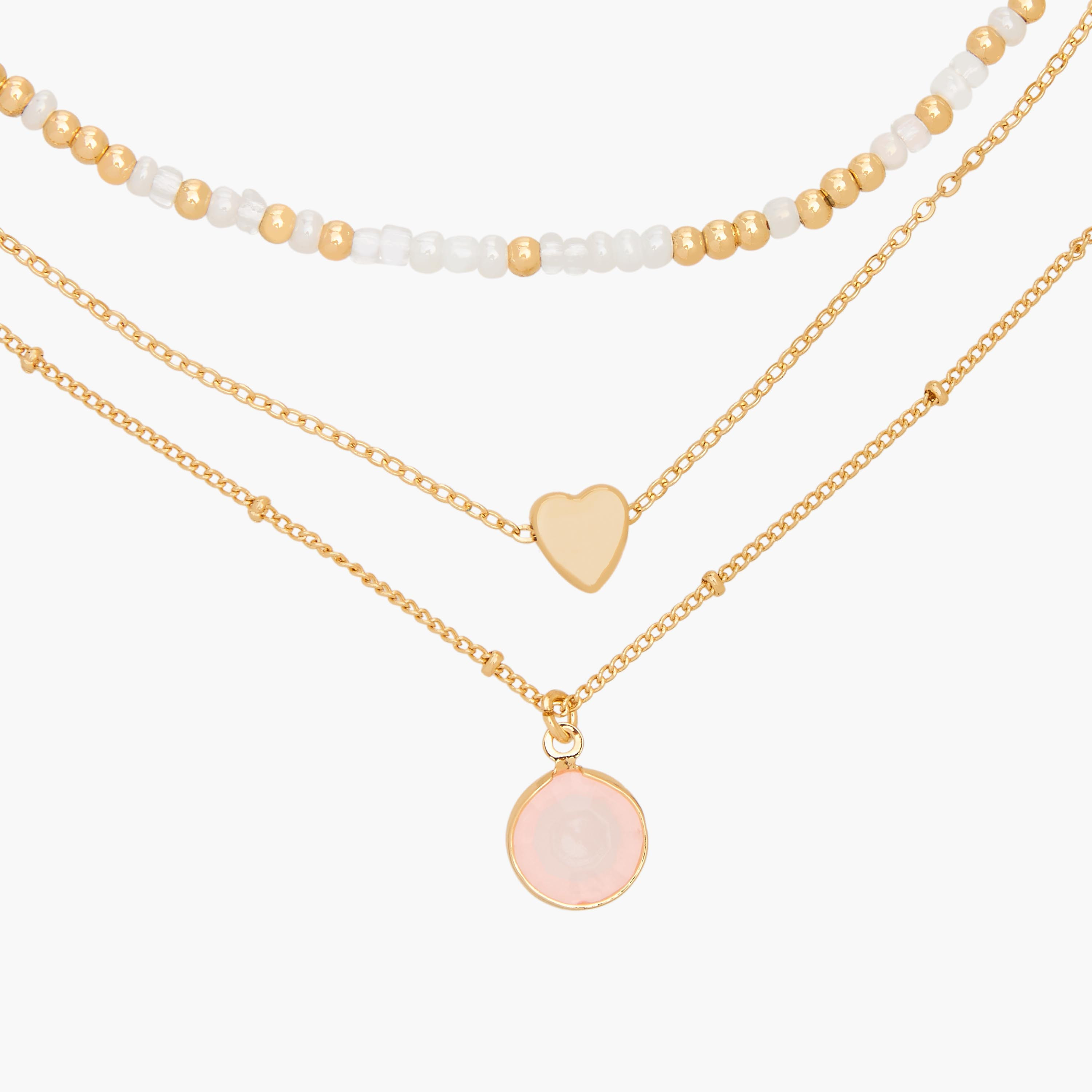 Gloo Gold Tone Layered Necklace with Heart Charm-women-watchesandjewellery-jewellery-necklacesandpendants-image-3