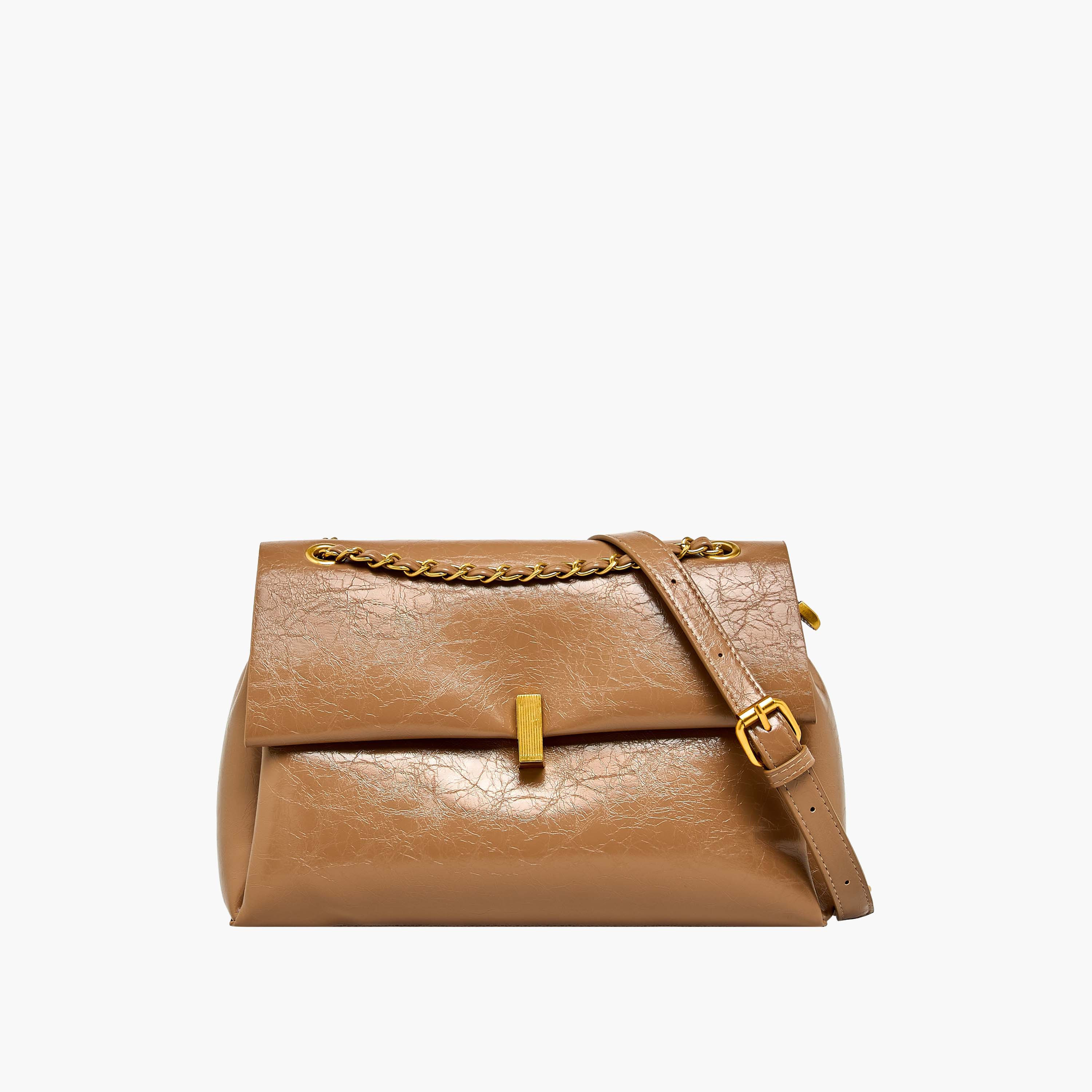 Textured Crossbody Bag Chain Strap-women-bagsandwallets-handbags-image-1