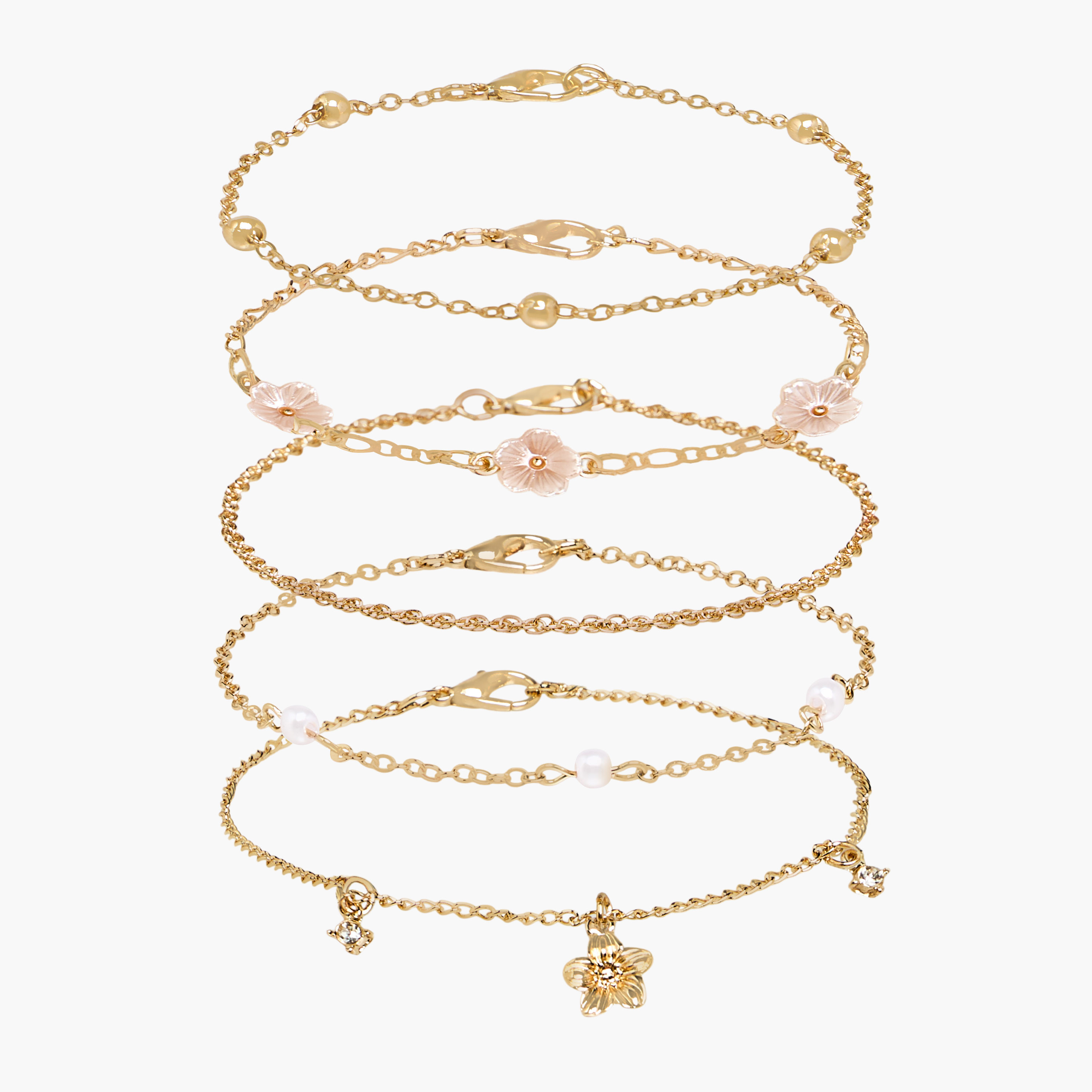 طقم أساور جلو ذهبية أنيقة مكون من 5 قطع-women-watchesandjewellery-jewellery-banglesandbracelets-image-1