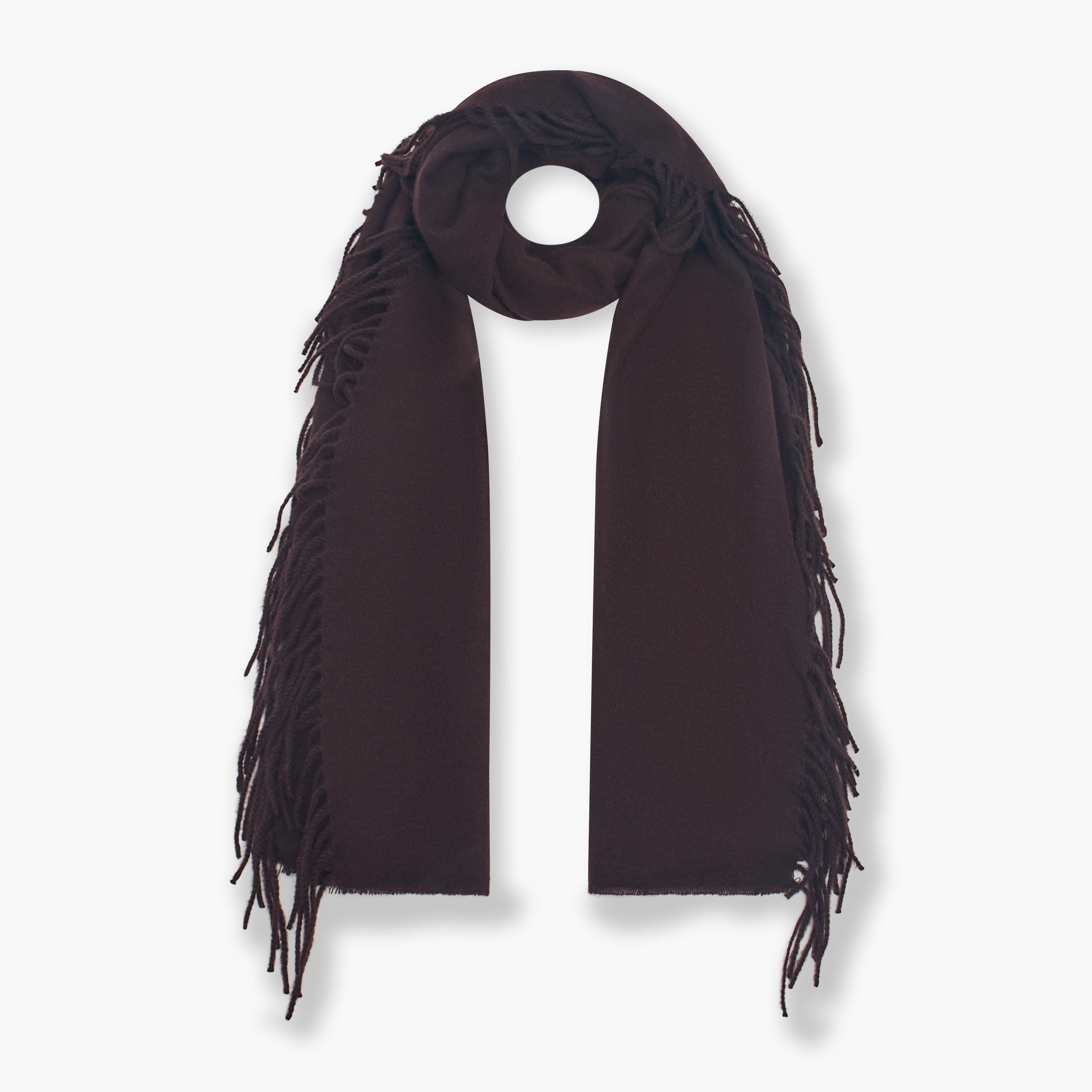 وشاح بشرّابات باللون البني-women-winterwear-scarves-image-1