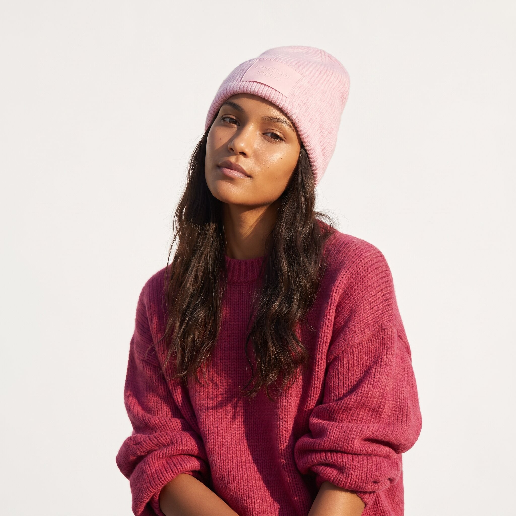 قبعة بيني مضلعة بحافة مطوية-women-winterwear-capsandhats-image-2