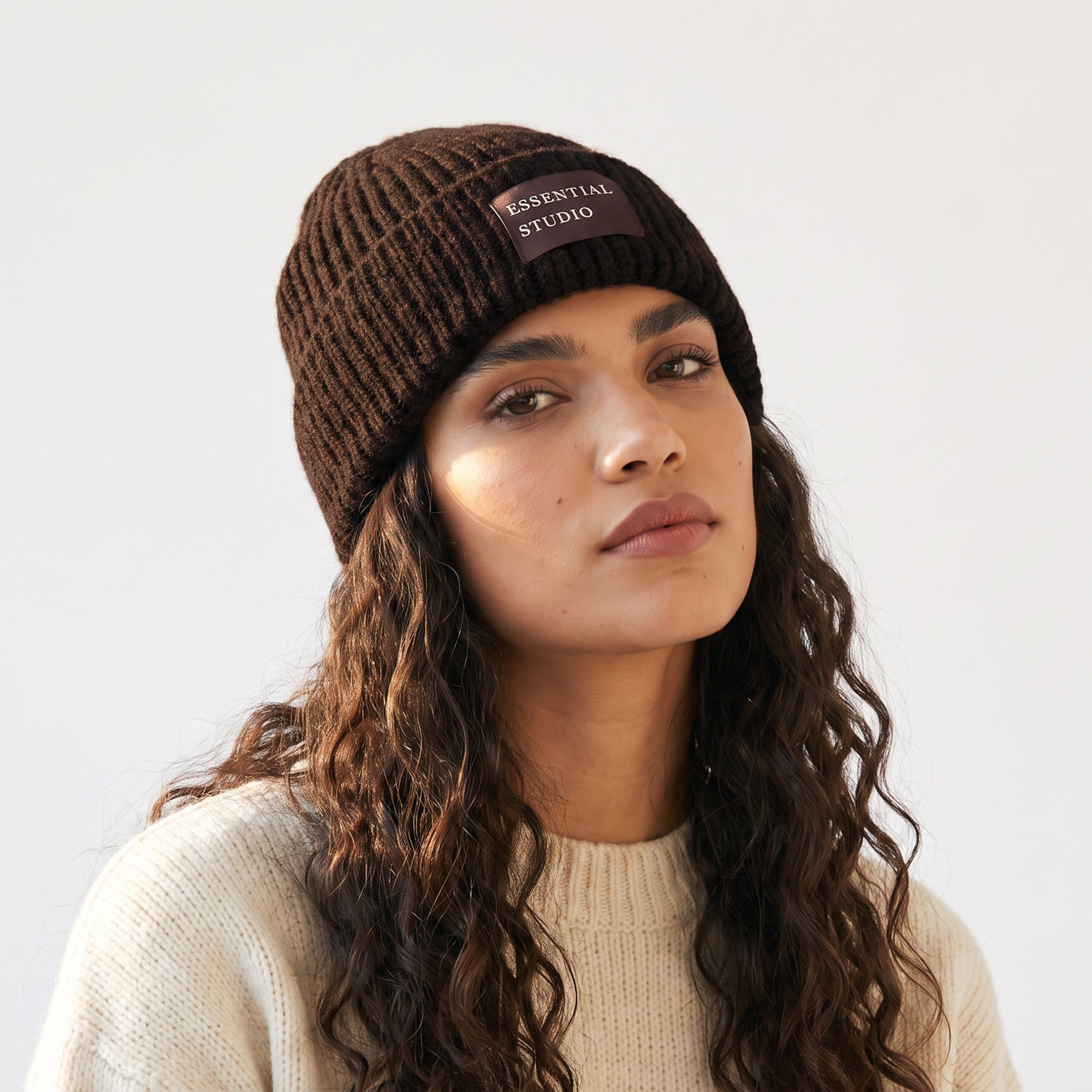 قبعة بيني مضلعة بتفاصيل رقعة-women-winterwear-capsandhats-image-2