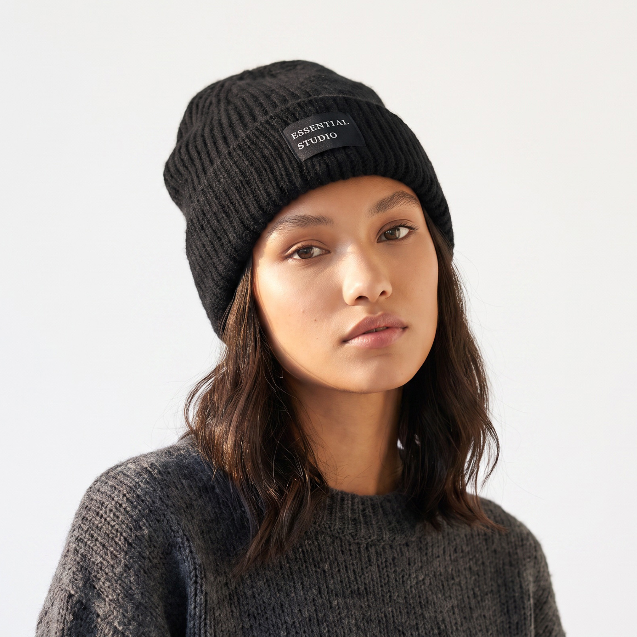 قبعة بيني مضلعة بتفاصيل رقعة-women-winterwear-capsandhats-image-2