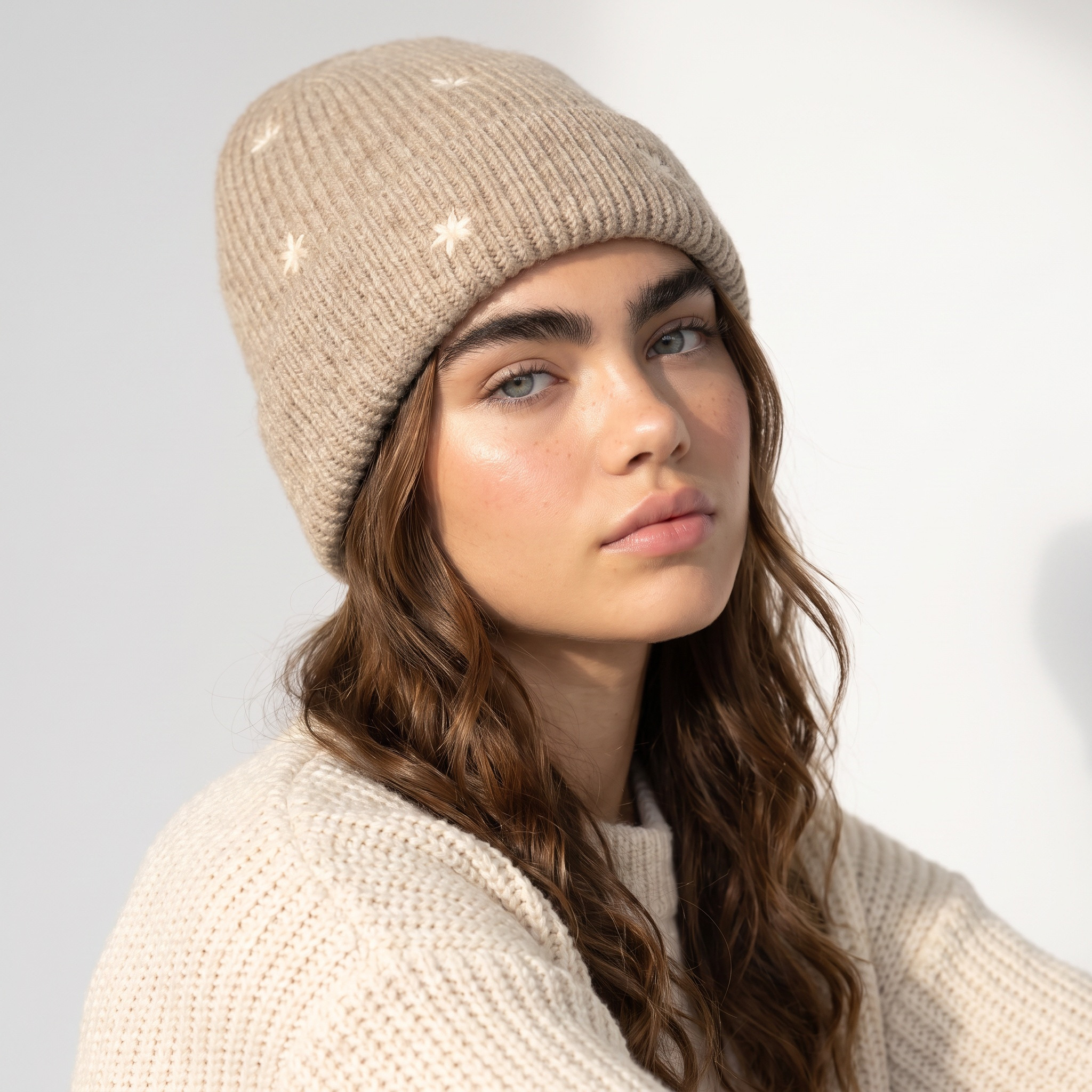 قبعة بيني محبوكة بتطريز ورد ناعم-women-winterwear-capsandhats-image-2
