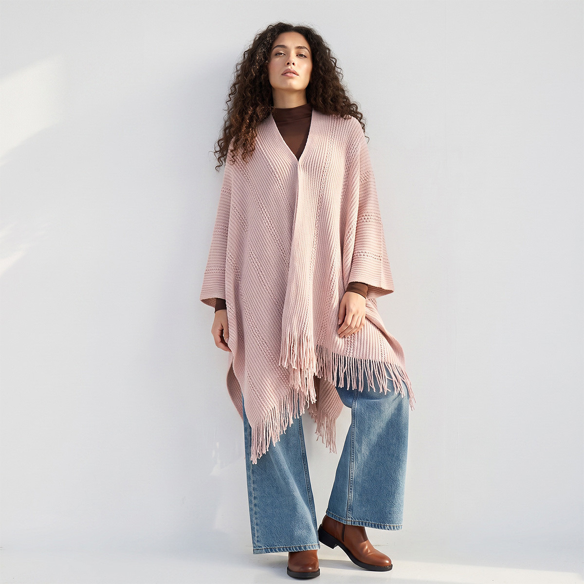 كاب بتصميم غير متماثل بتفاصيل شراشيب-women-winterwear-cardigansandjumpers-cardigans-image-1