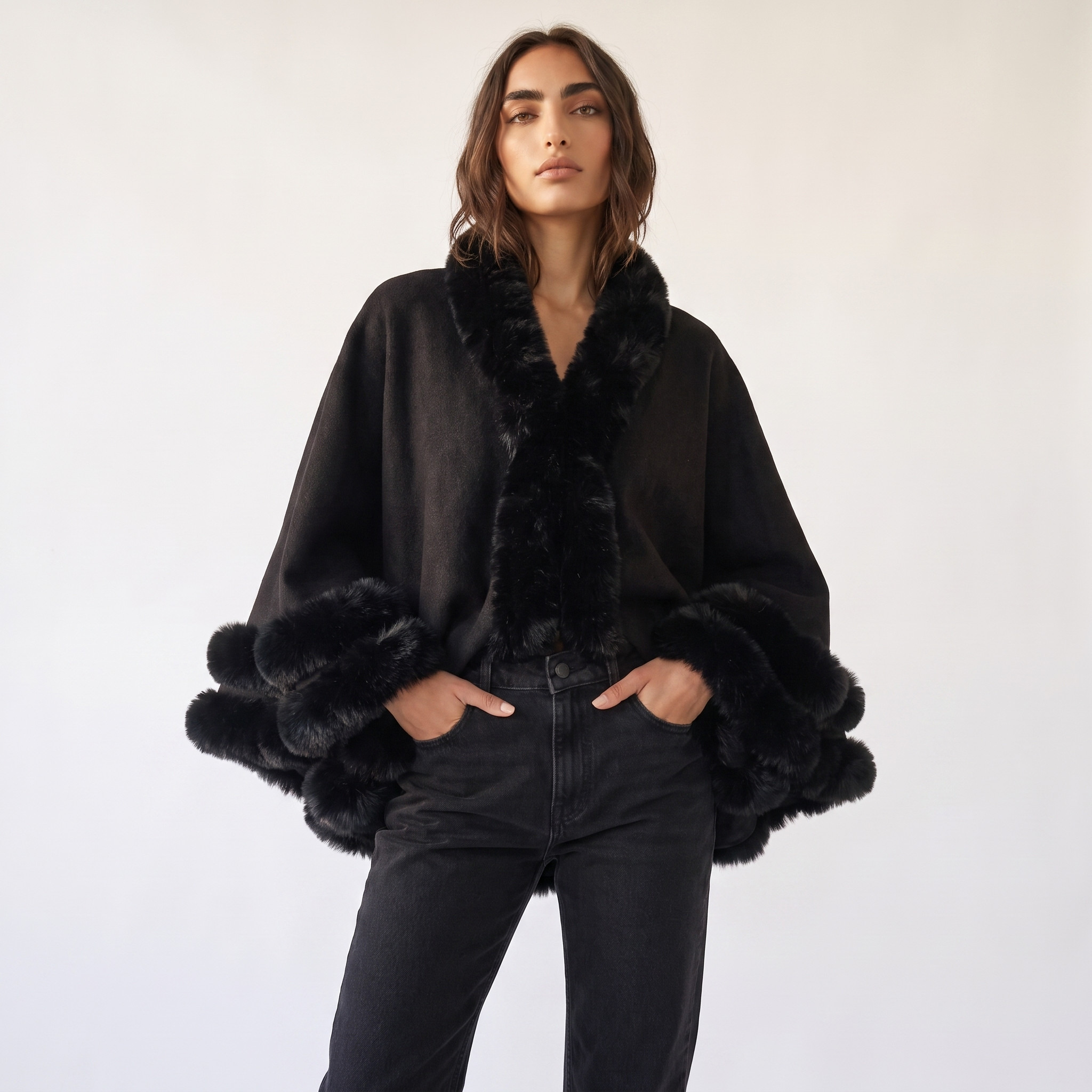 Cape with Fur Trim-women-winterwear-cardigansandjumpers-cardigans-image-1