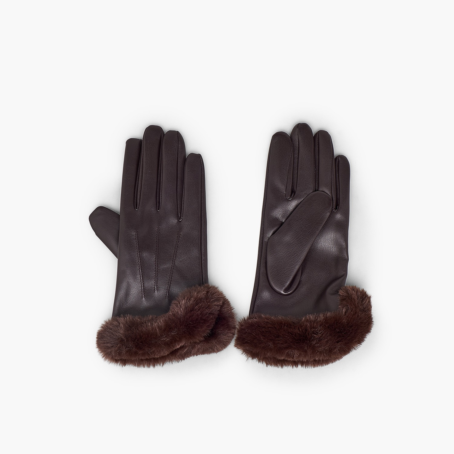 Plush Trim Gloves-women-winterwear-gloves-image-1
