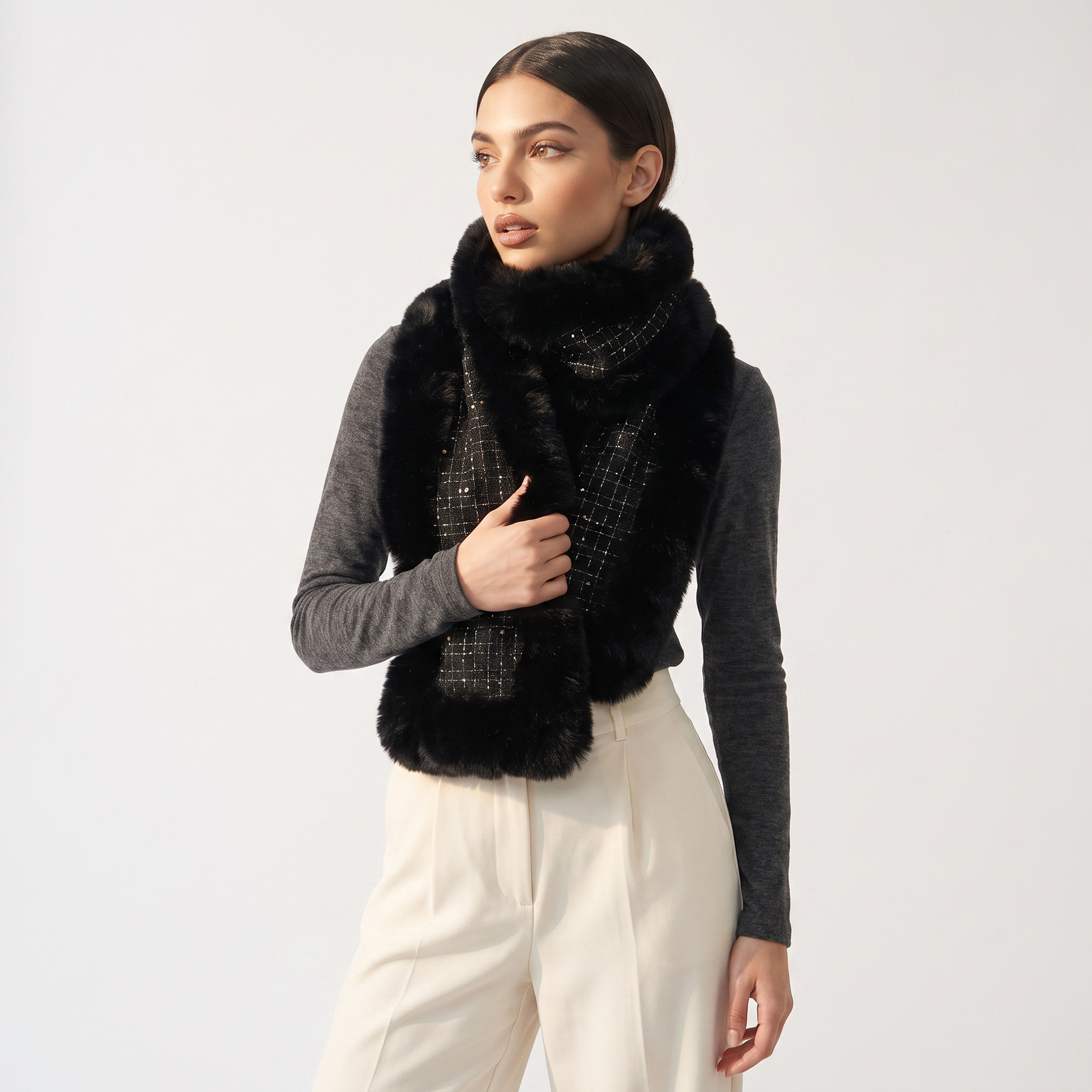 Scarf Square Tweed Fur Trim-women-clothingaccessories-scarves-image-2