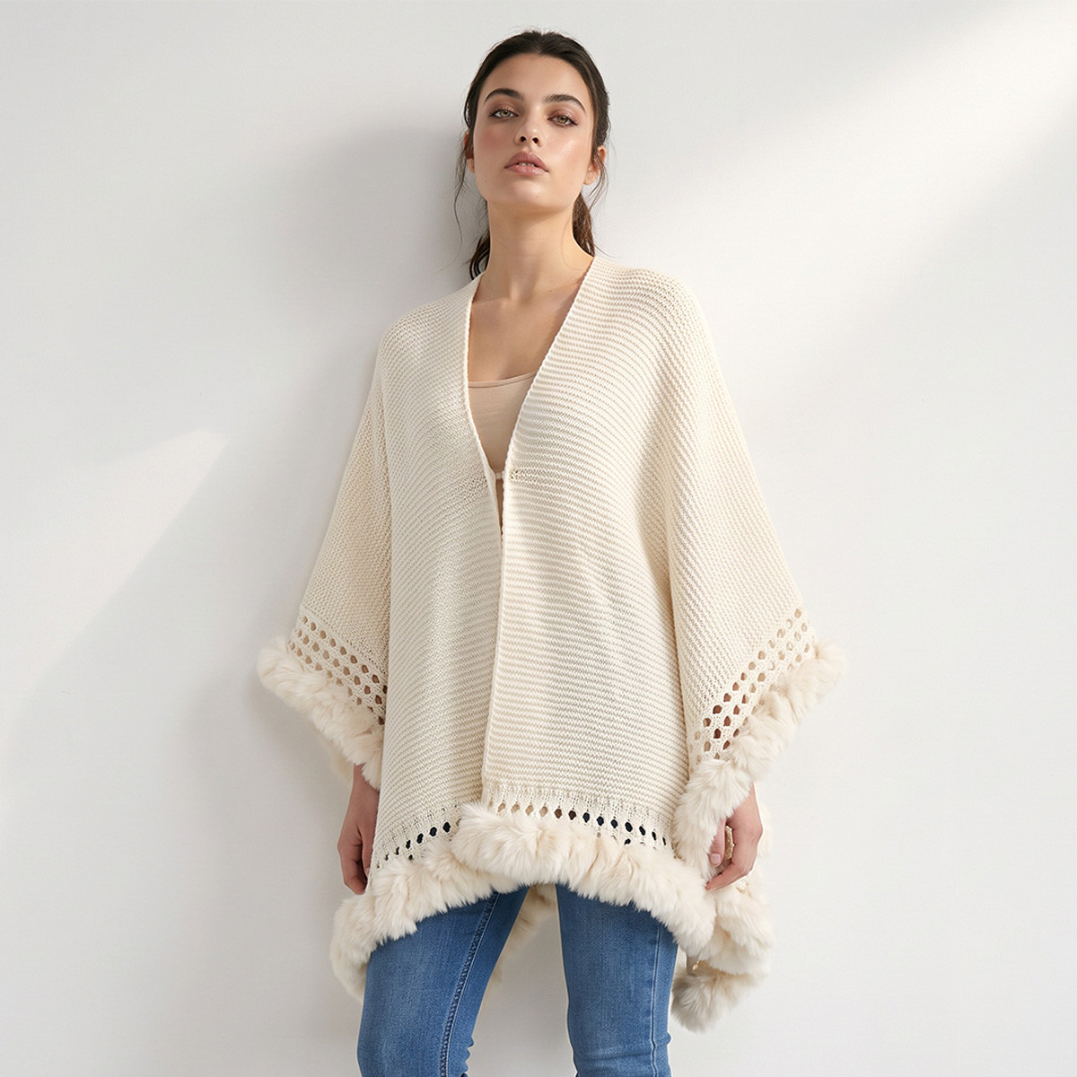 Asymmetric Faux Fur Trim Cape-women-clothing-cardigansandjumpers-cardigans-image-1