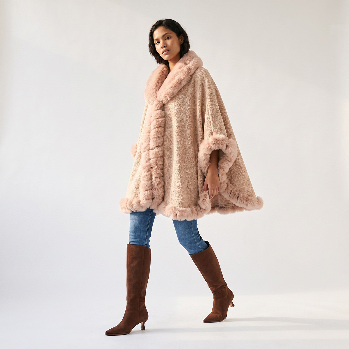 Cape with Plush Trim-women-winterwear-cardigansandjumpers-cardigans-image-2