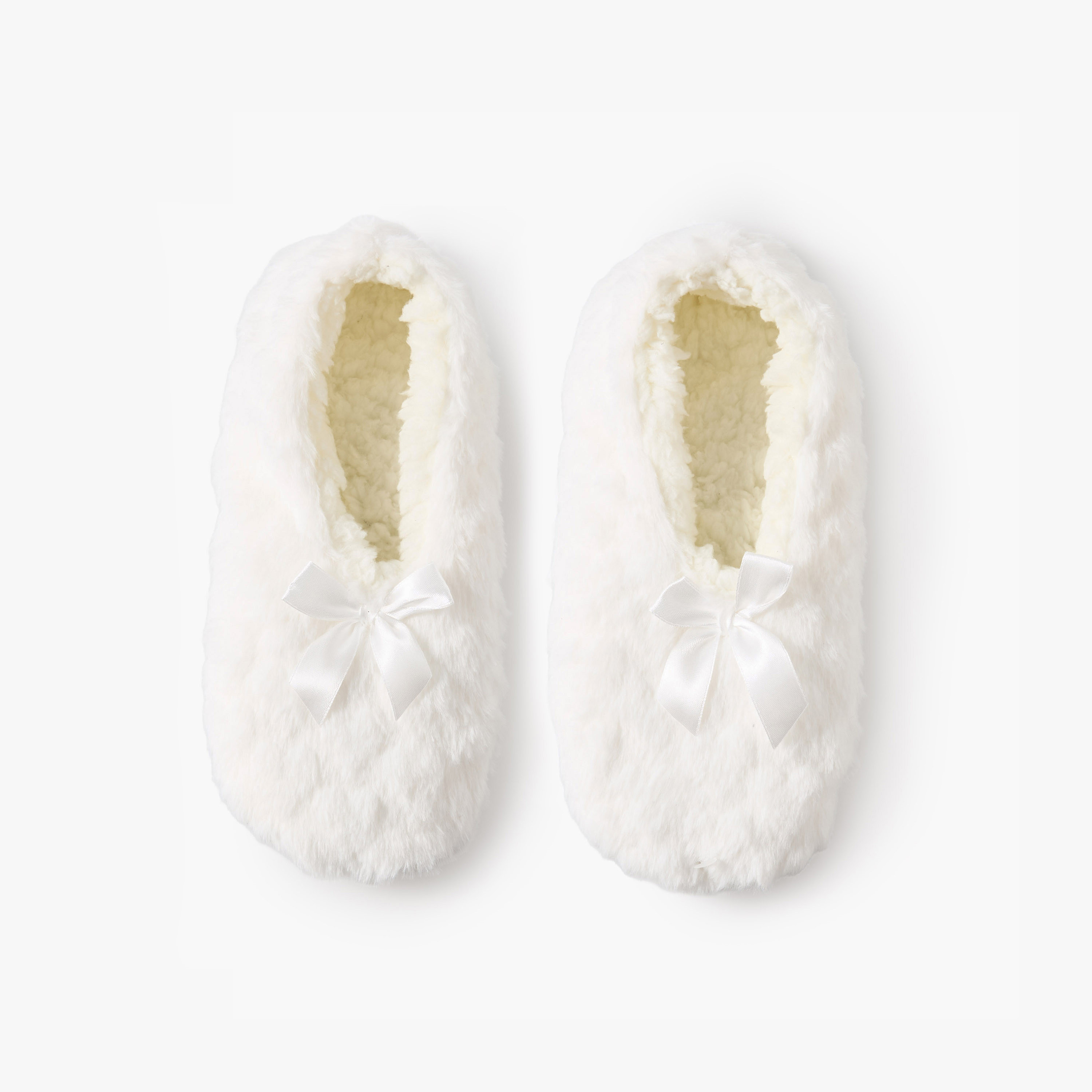 Textured Bow Detail Slipper Socks-women-clothing-nightwear-bedroomslippers-image-1