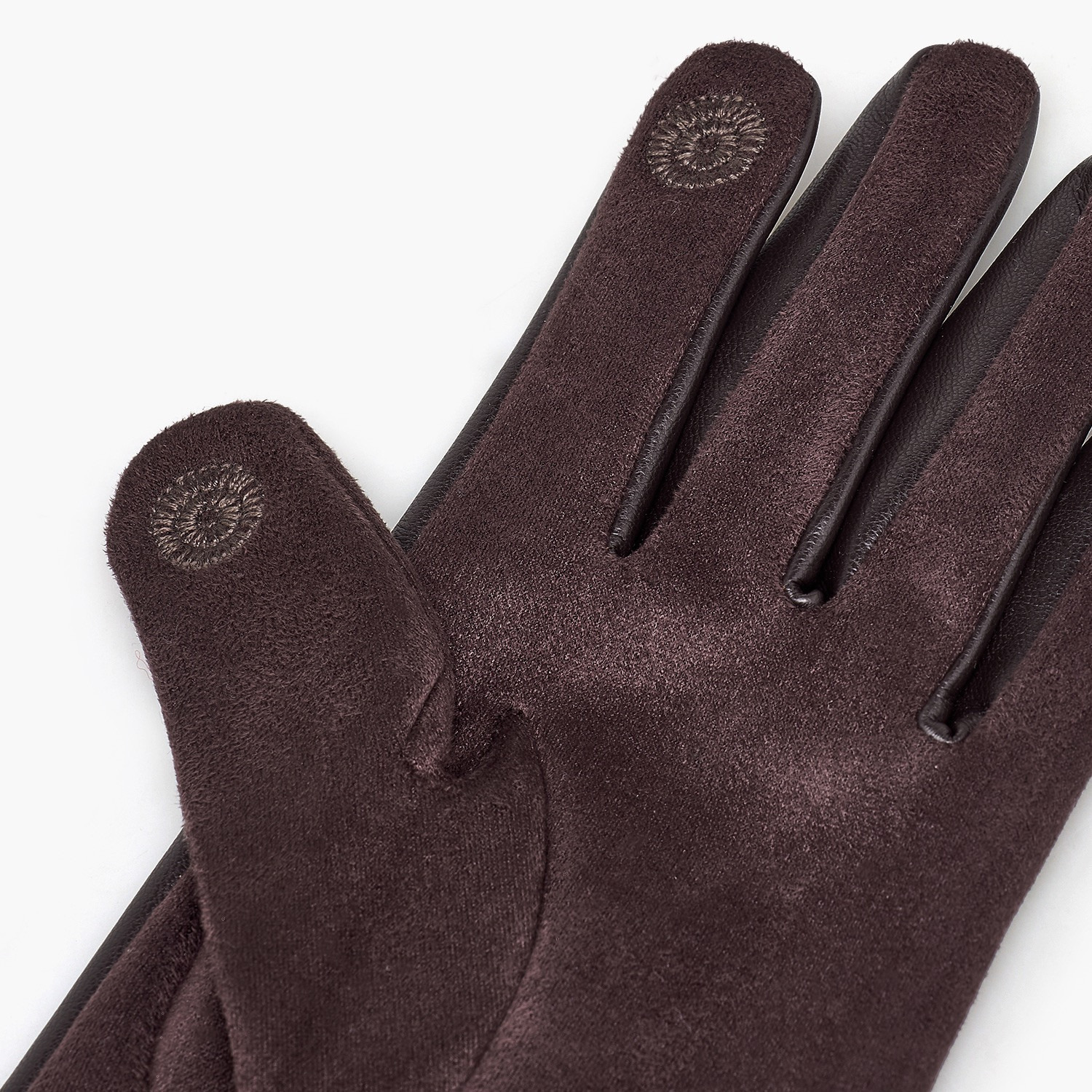 Panelled Suede Gloves-women-winterwear-gloves-image-5