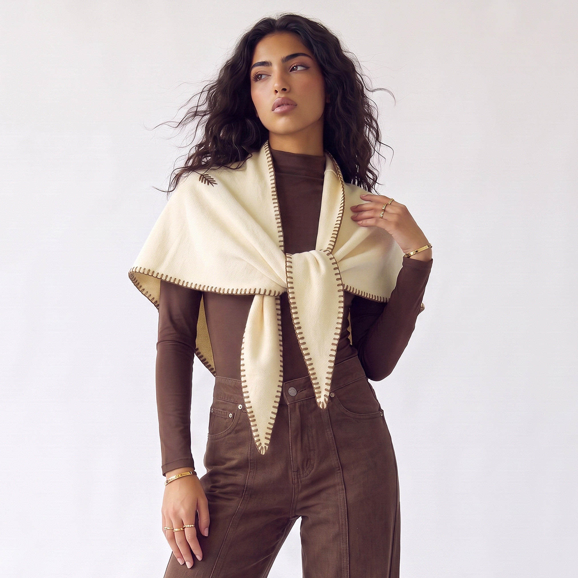 Scarf Triangle Cream-women-winterwear-scarves-image-1
