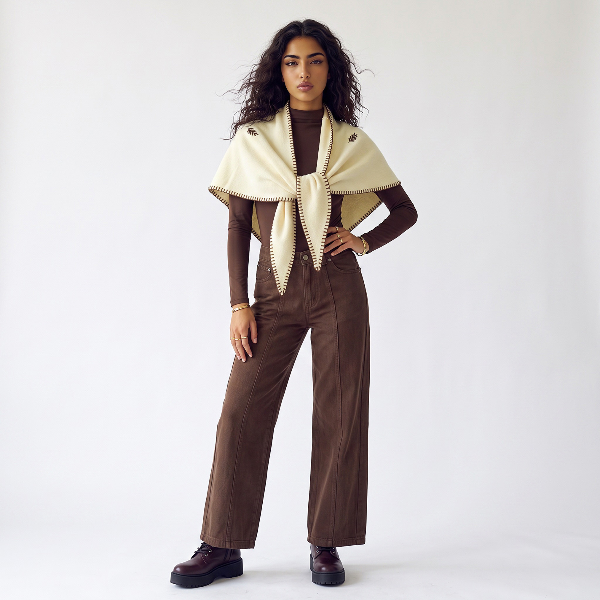 Scarf Triangle Cream-women-winterwear-scarves-image-2