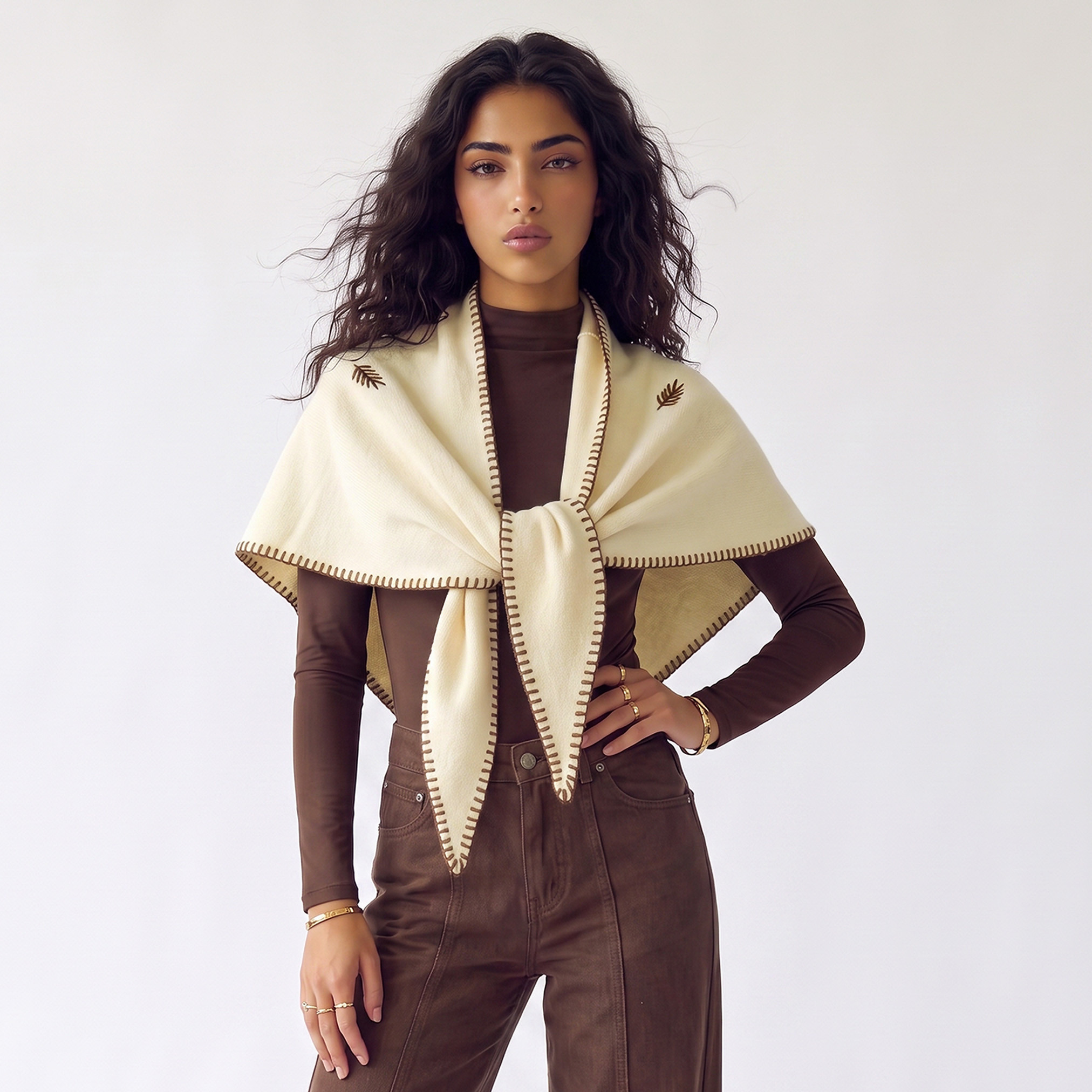 Scarf Triangle Cream-women-winterwear-scarves-image-4