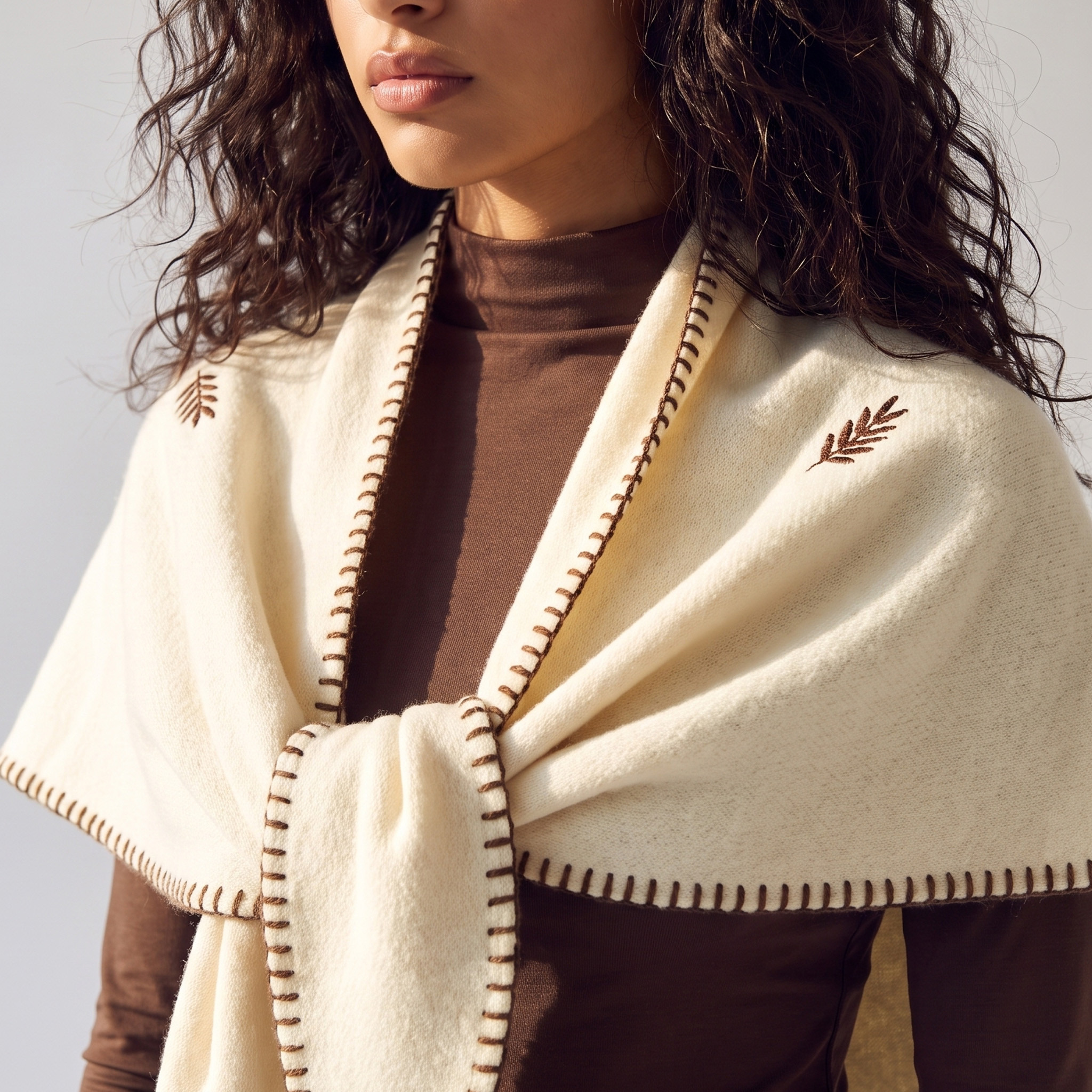 Scarf Triangle Cream-women-winterwear-scarves-image-5