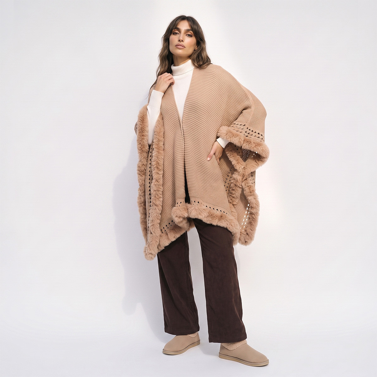 Fur Trim Cape-women-winterwear-cardigansandjumpers-cardigans-image-1