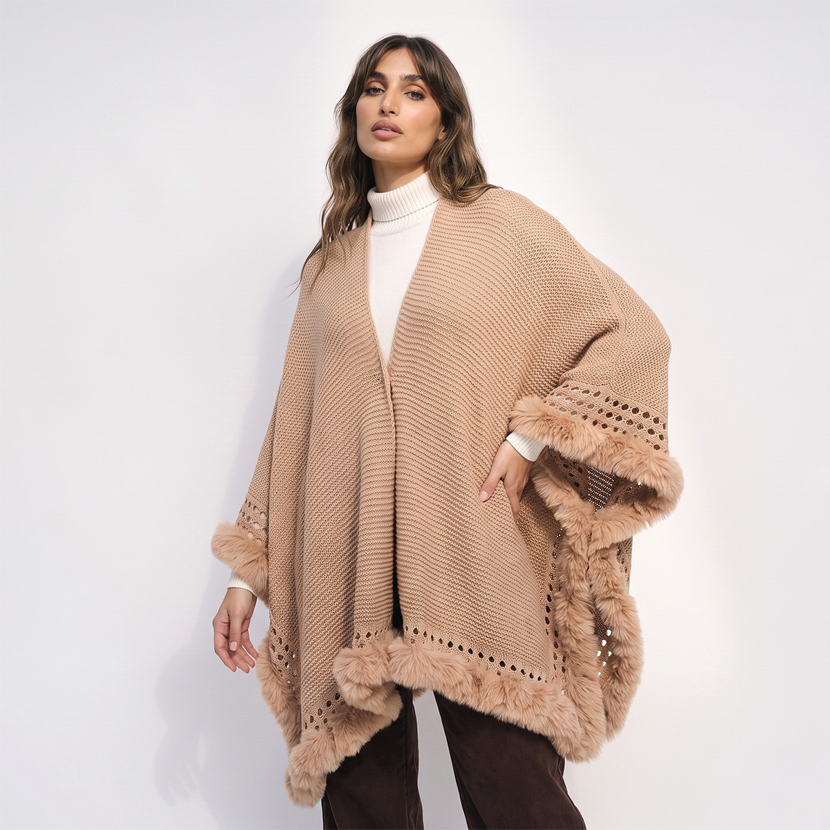 Fur Trim Cape-women-winterwear-cardigansandjumpers-cardigans-image-2