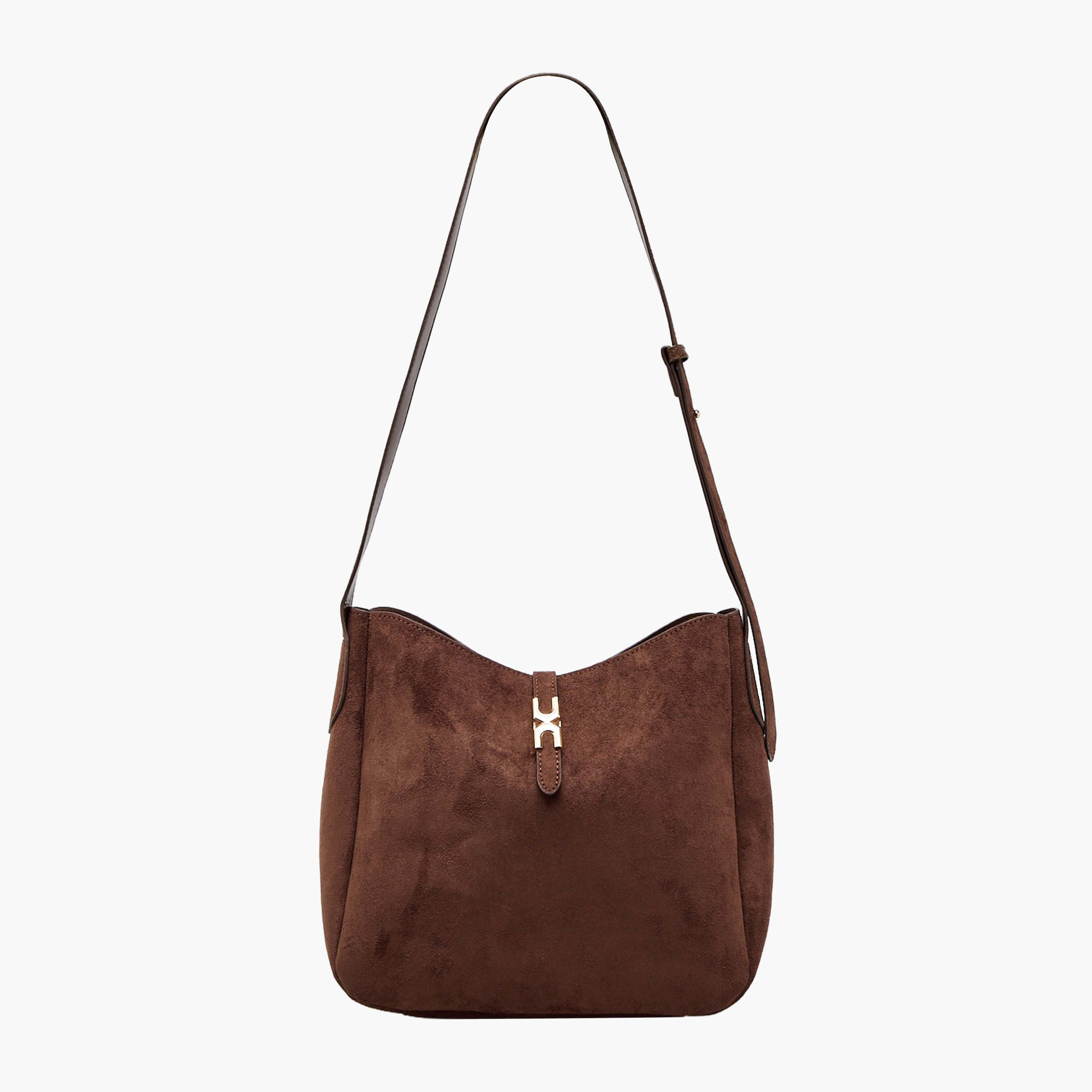 Textured Bucket Bag with Adjustable Strap-women-bagsandwallets-handbags-image-1