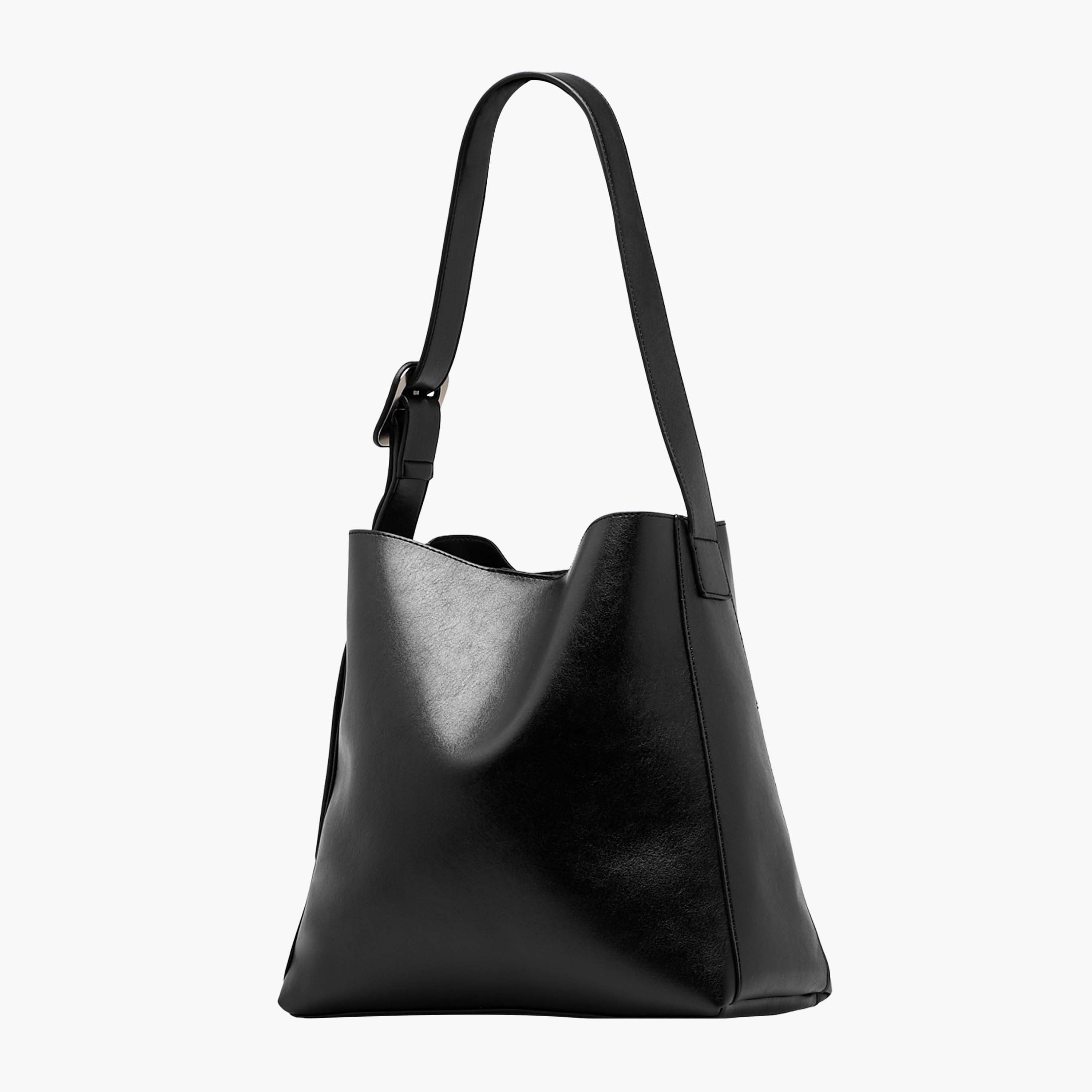 Textured Bucket Bag with Adjustable Strap-women-bagsandwallets-handbags-image-3