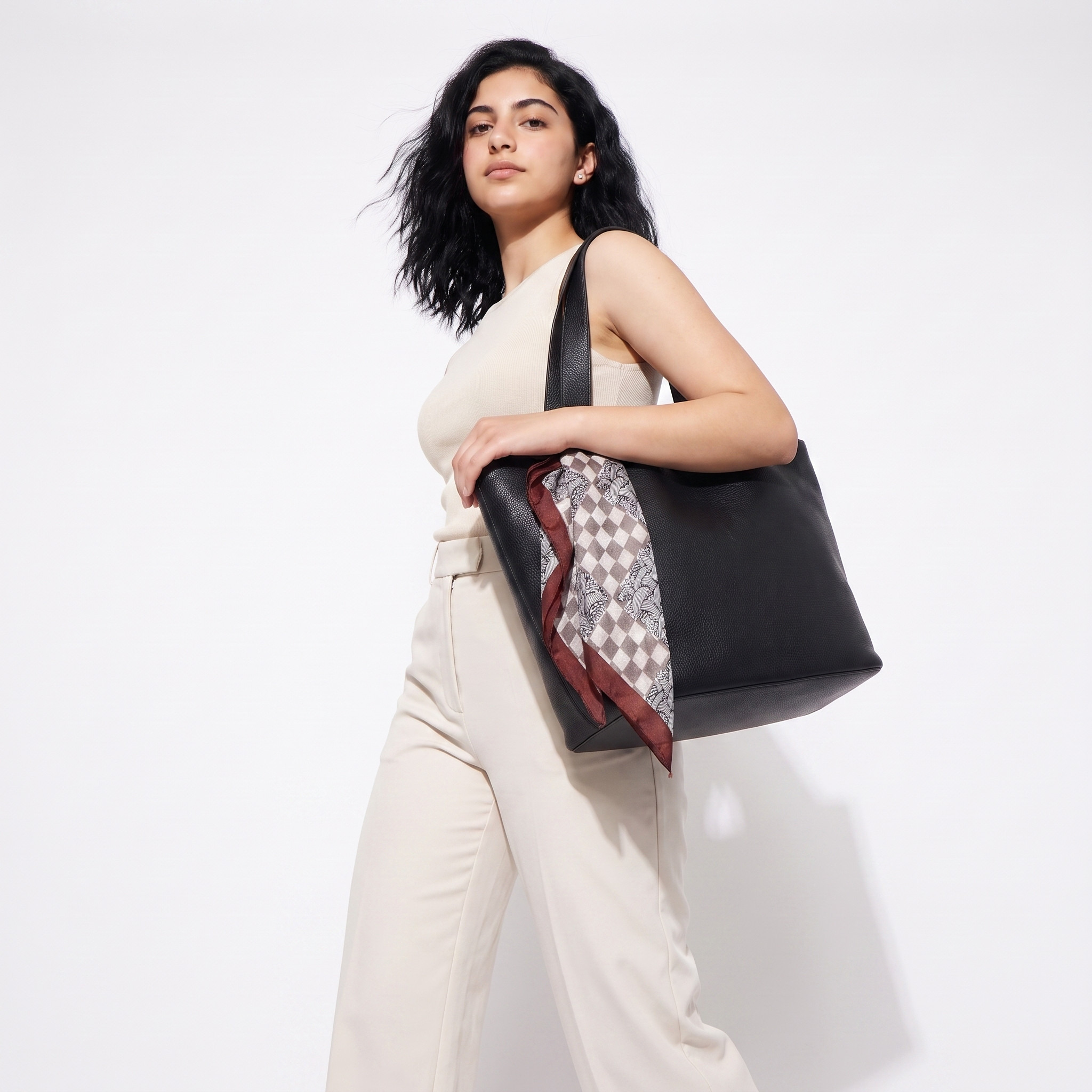 Scarf Accent Tote Bag with Double Handle-women-bagsandwallets-handbags-image-2