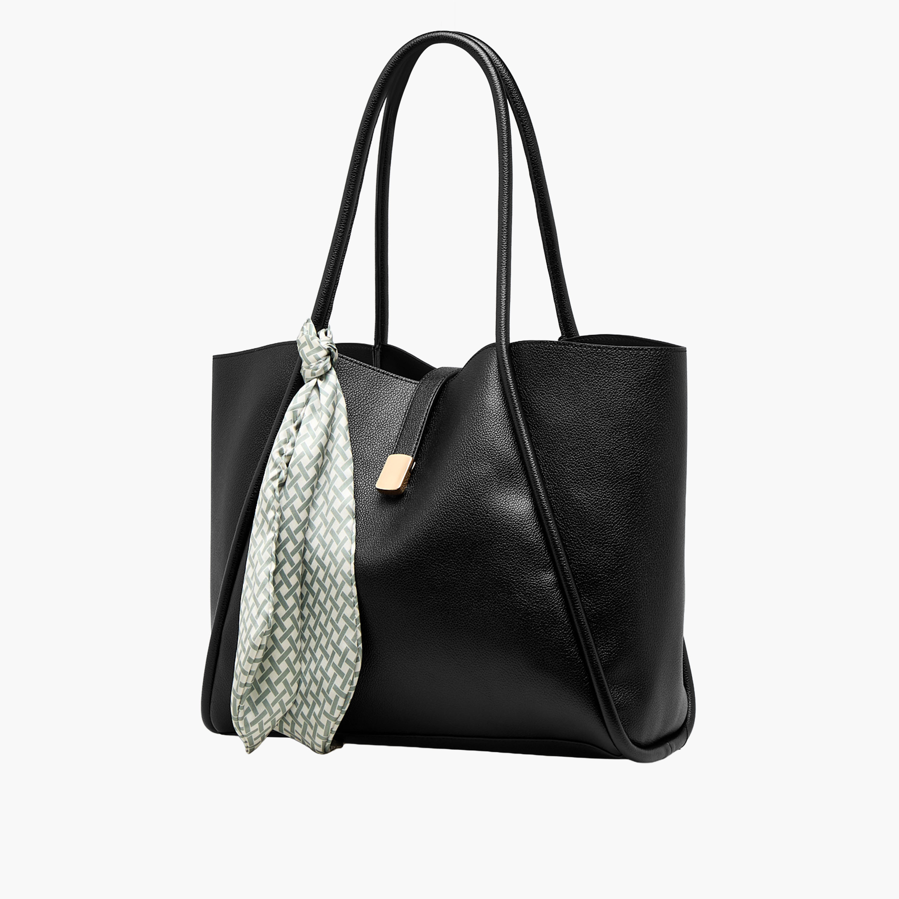 Scarf Accent Tote Bag with Double Handle-women-bagsandwallets-handbags-image-3