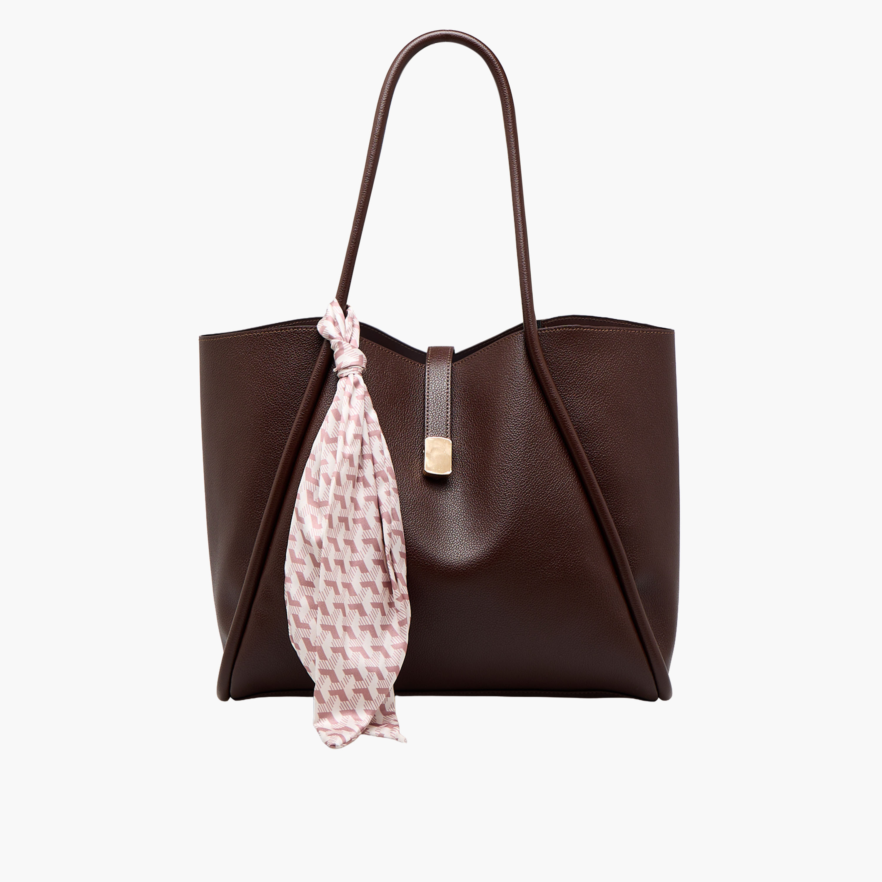 Scarf Accent Tote Bag with Double Handle-women-bagsandwallets-handbags-image-1