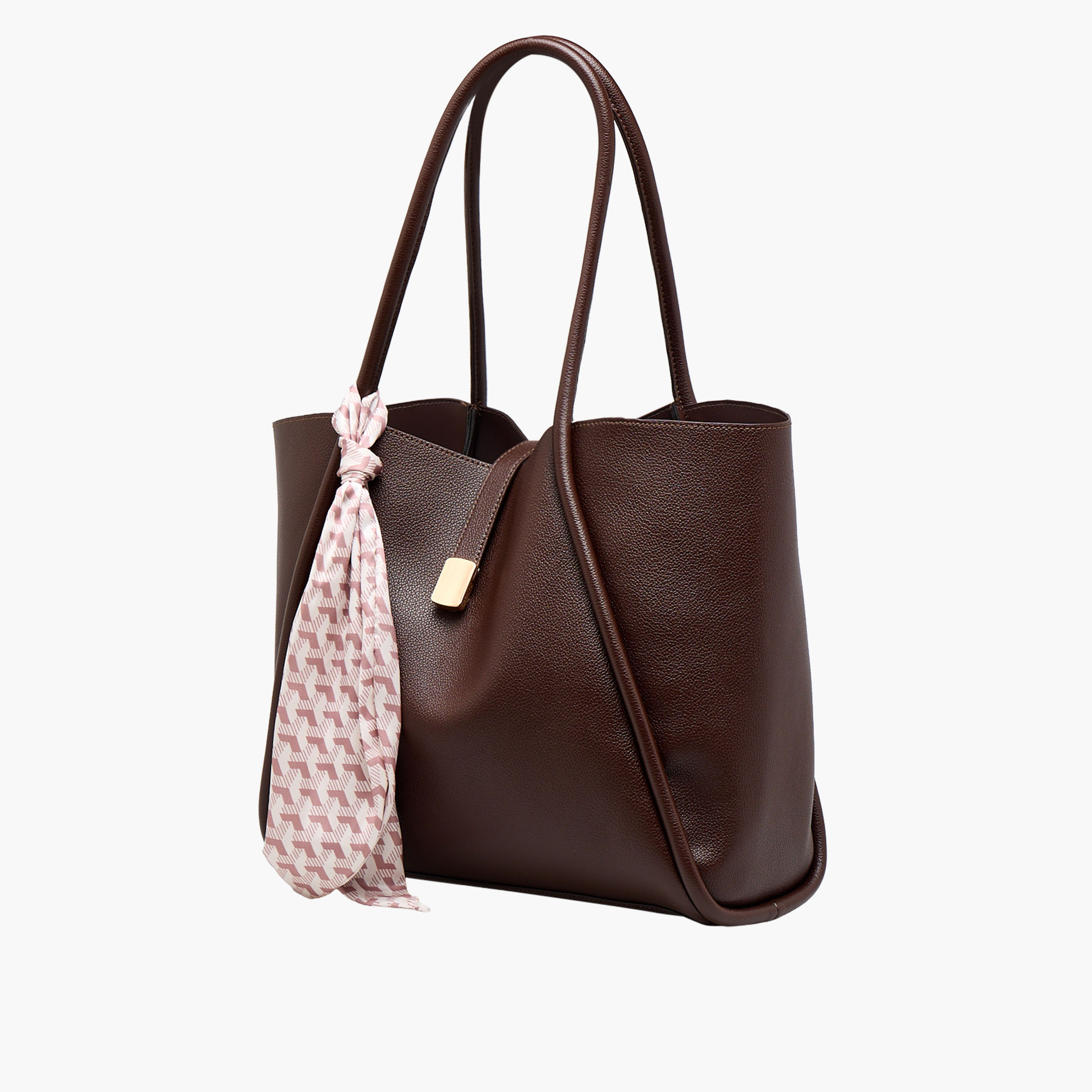 Scarf Accent Tote Bag with Double Handle-women-bagsandwallets-handbags-image-3