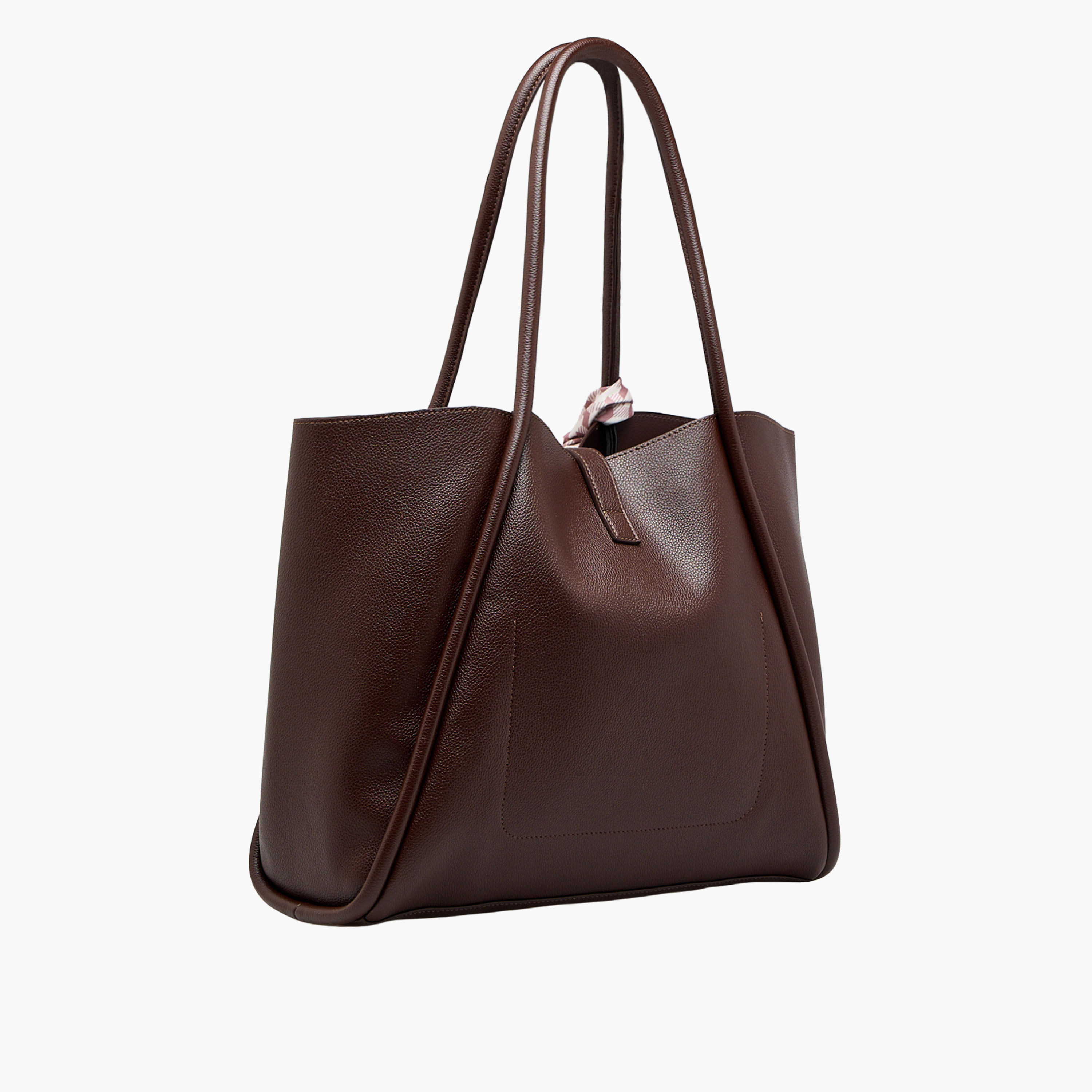 Scarf Accent Tote Bag with Double Handle-women-bagsandwallets-handbags-image-4
