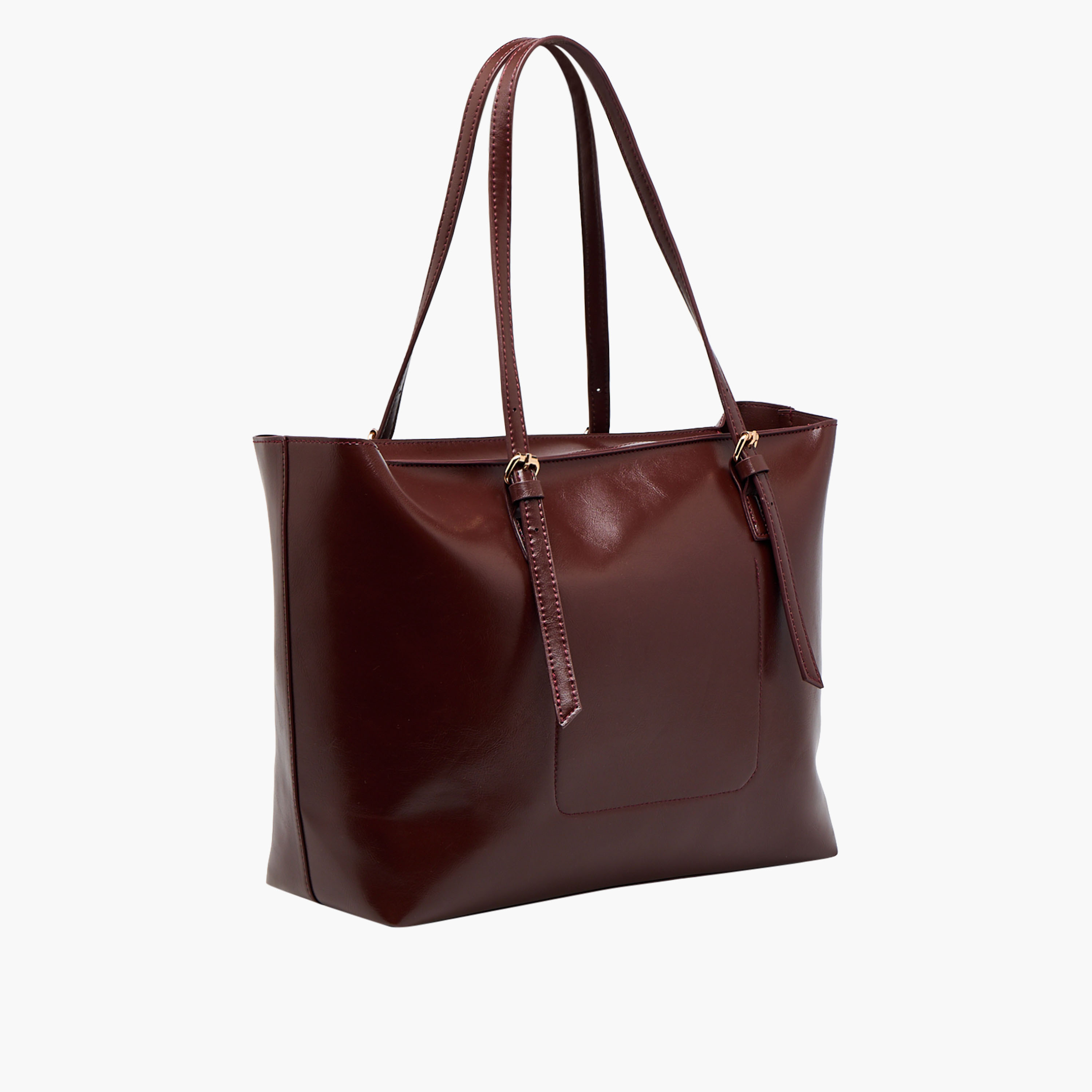 Textured Tote Bag with Double Handle-women-bagsandwallets-handbags-image-4