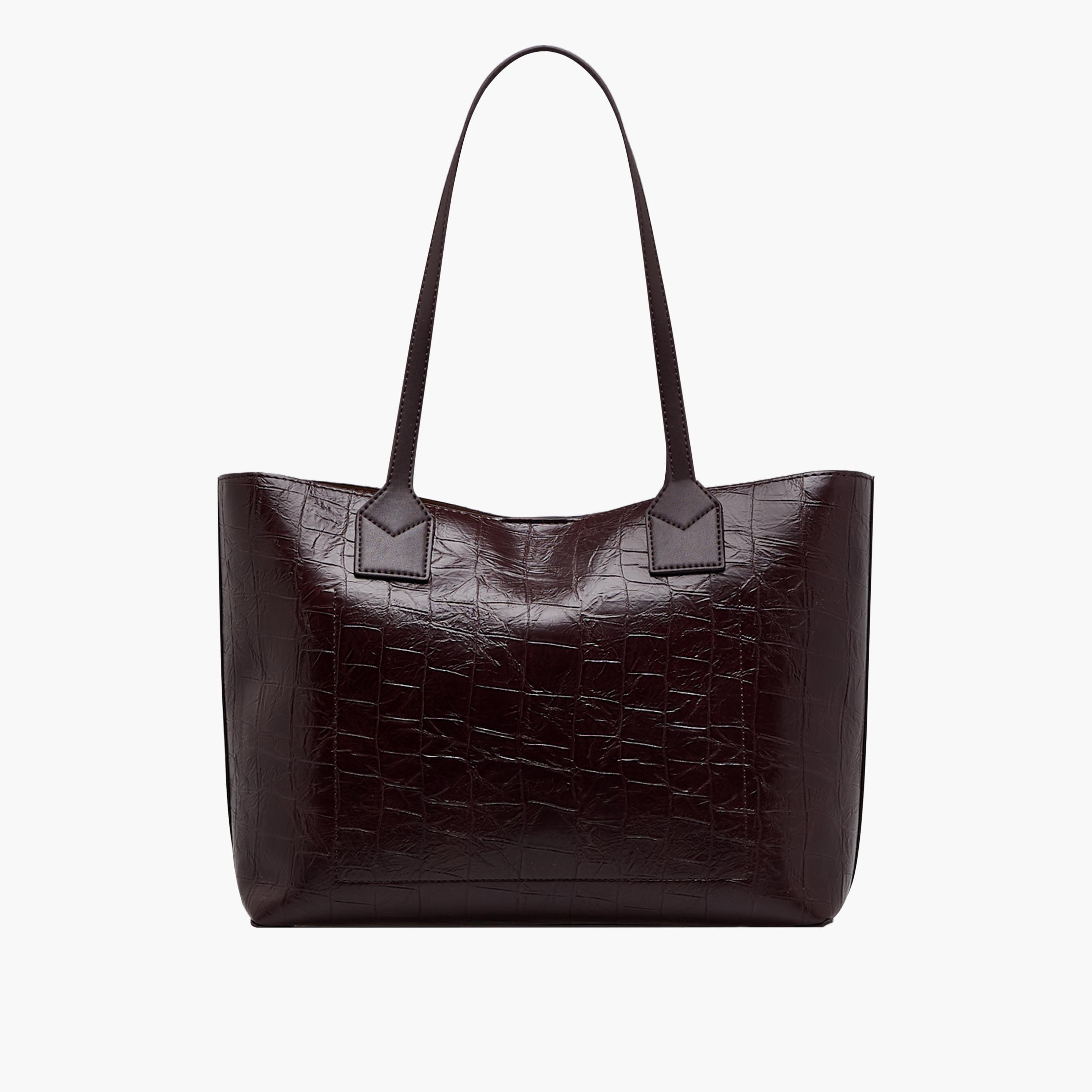 Textured Tote Bag with Double Handle-women-bagsandwallets-handbags-image-1