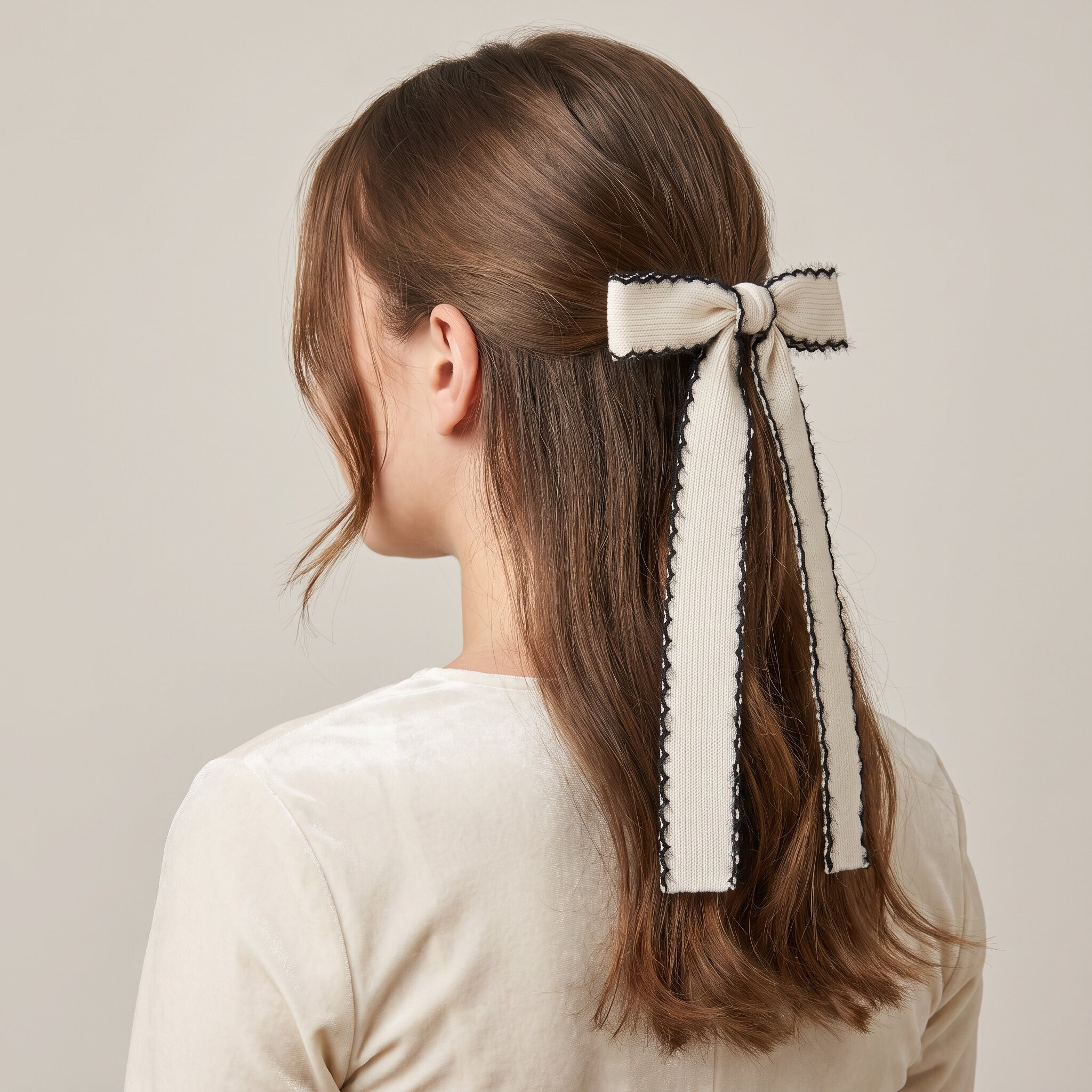 Bow Barrette Hair Clip with Stitch Detail-women-hairaccessories-clips-image-2