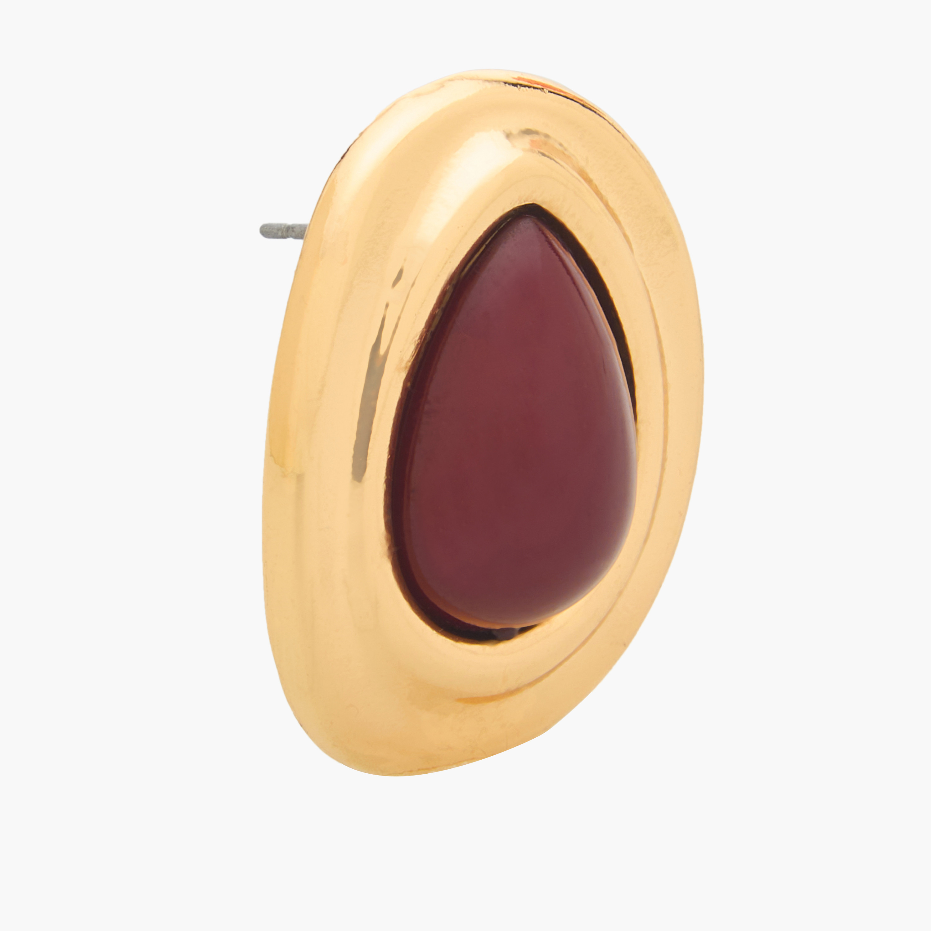 أقراط مرصعة مزينة بلون ذهبي ومكبس إغلاق-women-watchesandjewellery-jewellery-earrings-image-3